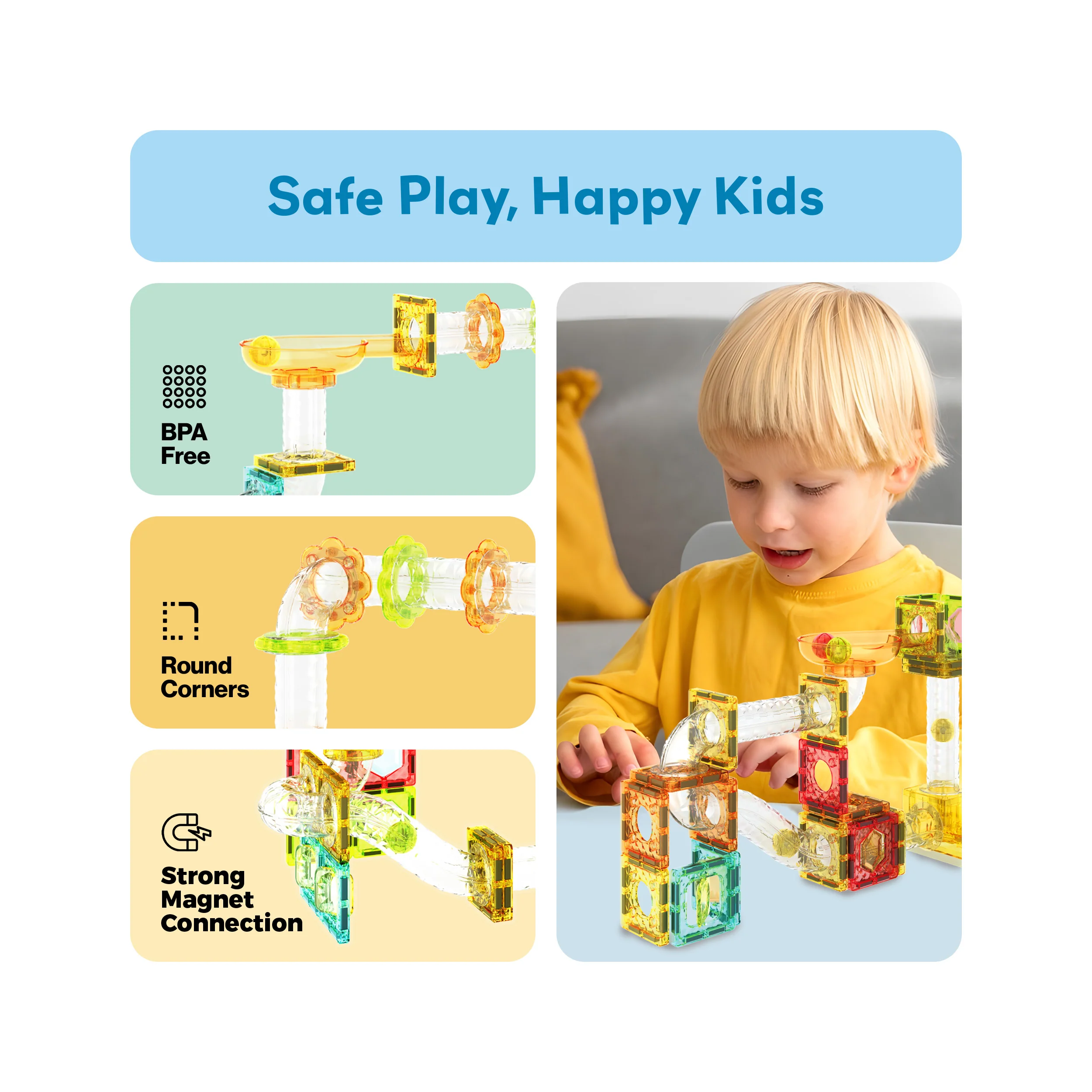 PicassoTiles Travel Sized Marble Run Launcher Building Block Set - Image 7