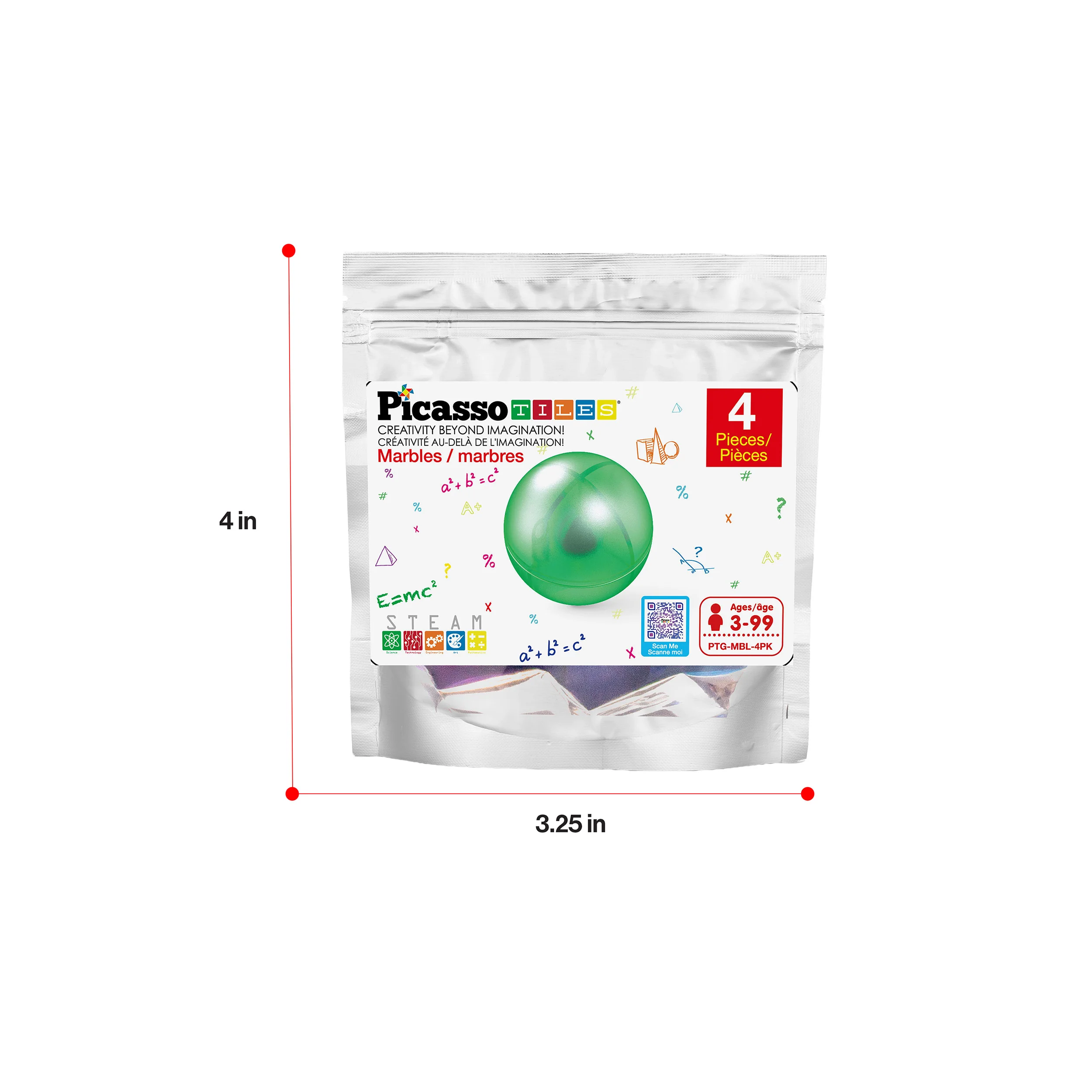 PicassoTiles 4pc Marbles for Racetrack Run Building Blocks - Image 9