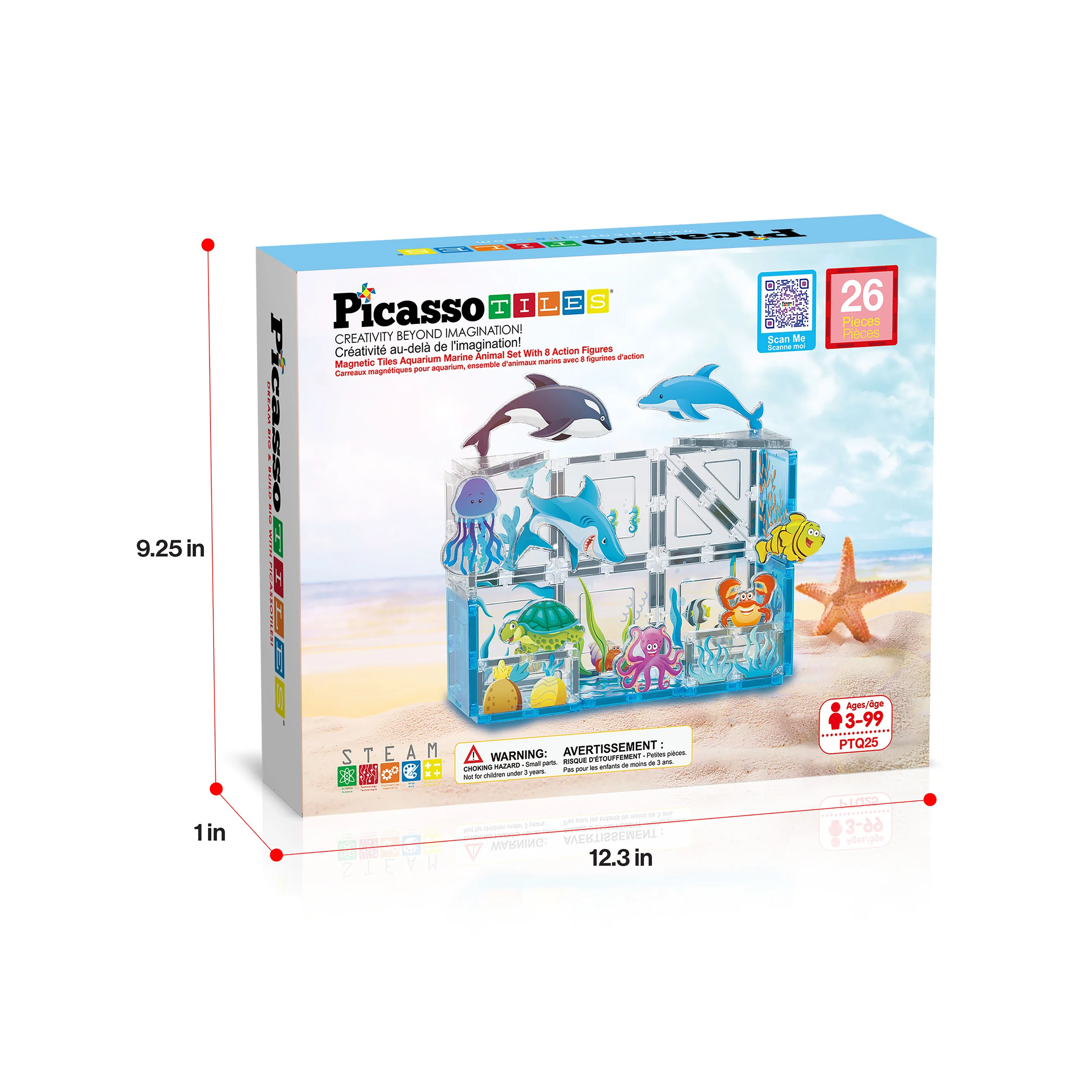PicassoTiles 26 Piece Marine World Magnetic Toy with Ocean Characters - Image 9