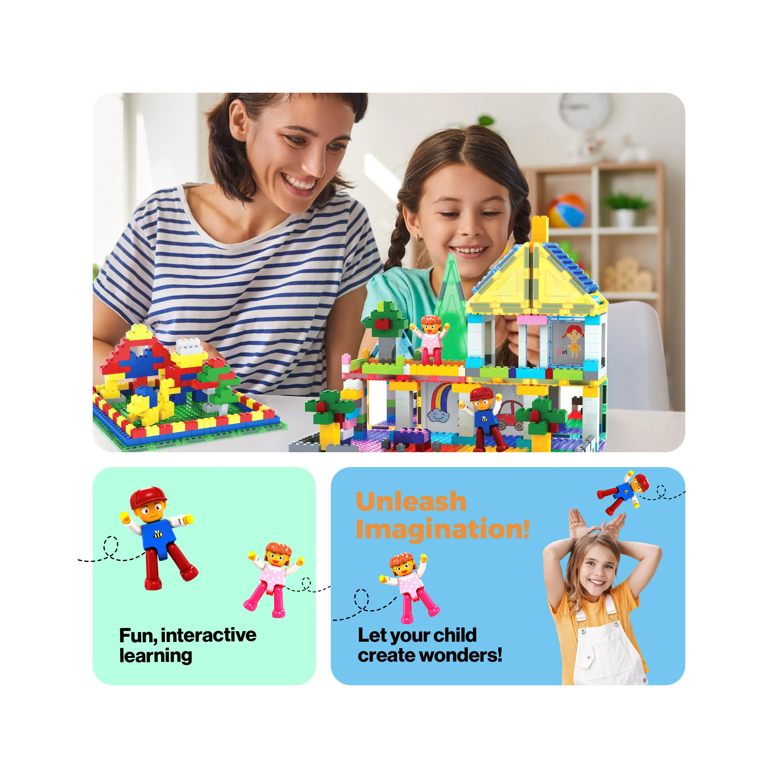 PicassoTiles 585pc Magnetic Tiles Activity Table Playset - Image 5