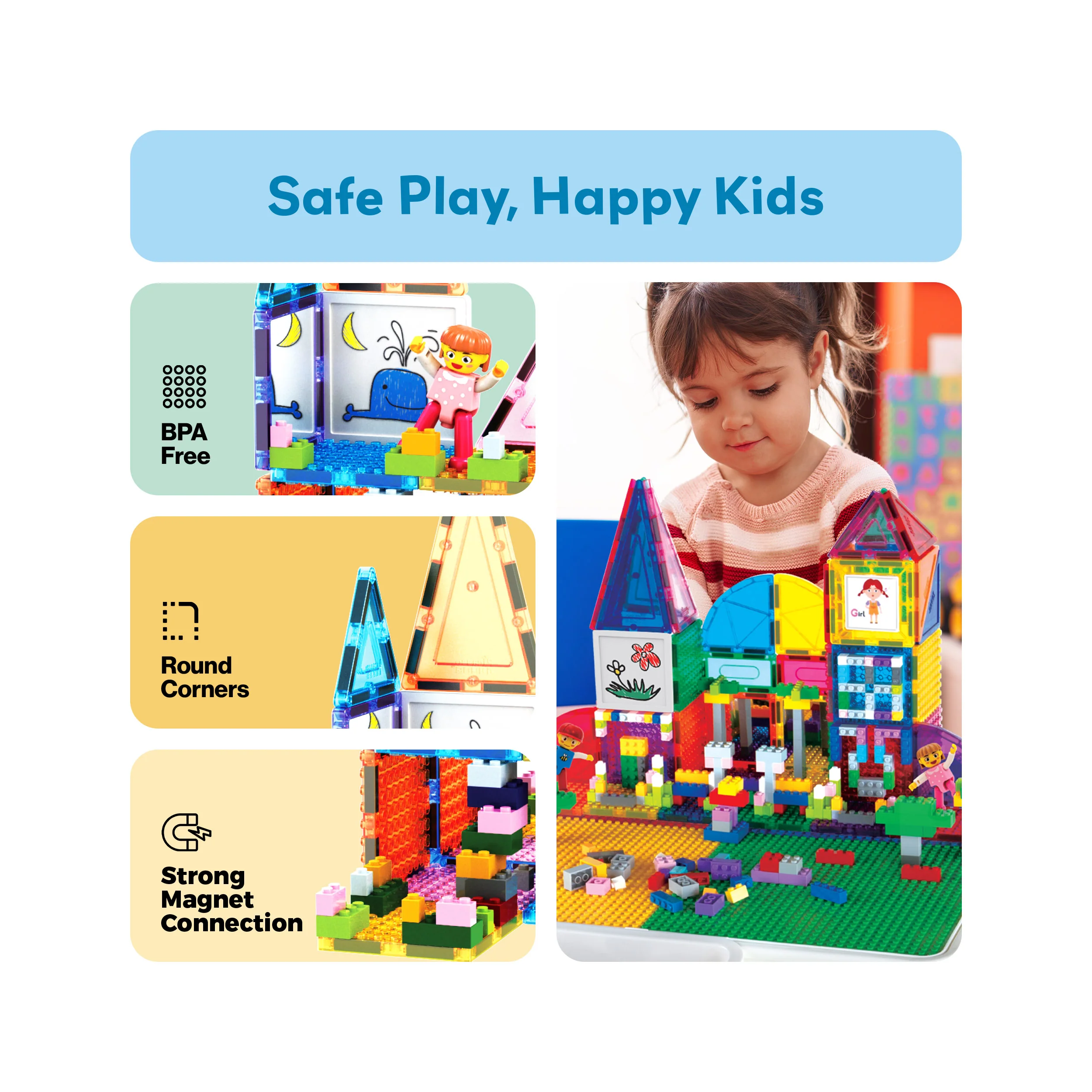 PicassoTiles 585pc Magnetic Tiles Activity Table Playset - Image 6