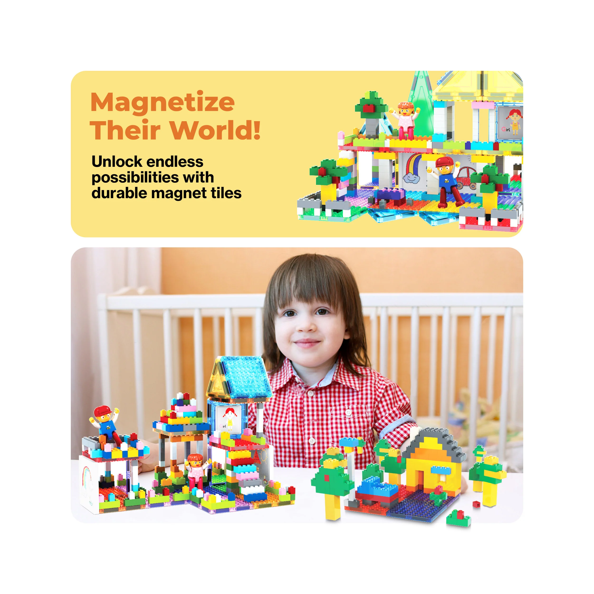 PicassoTiles 585pc Magnetic Tiles Activity Table Playset - Image 7