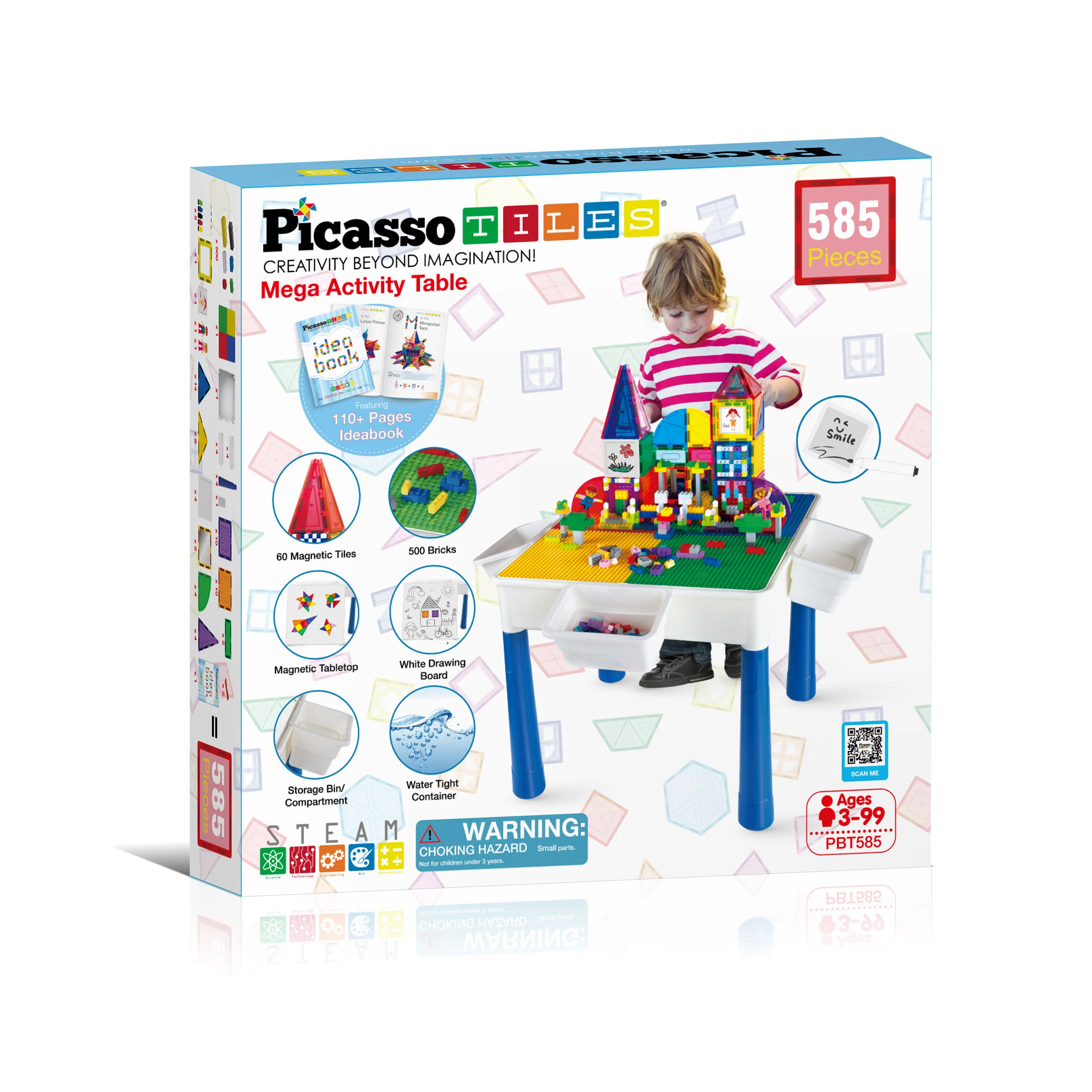 PicassoTiles 585pc Magnetic Tiles Activity Table Playset - Image 9