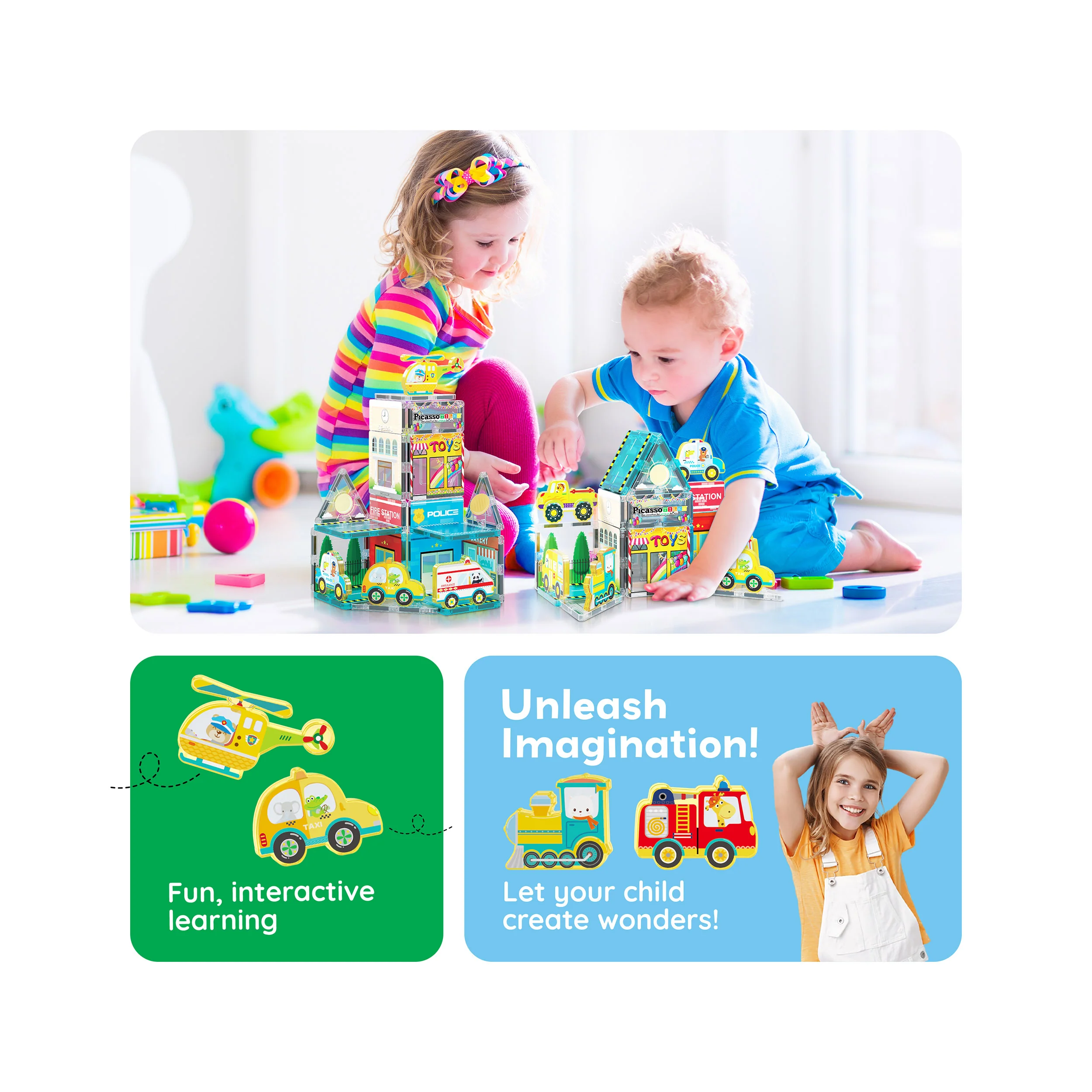 PicassoTiles Metro City Magnetic Tile Playset - Image 5