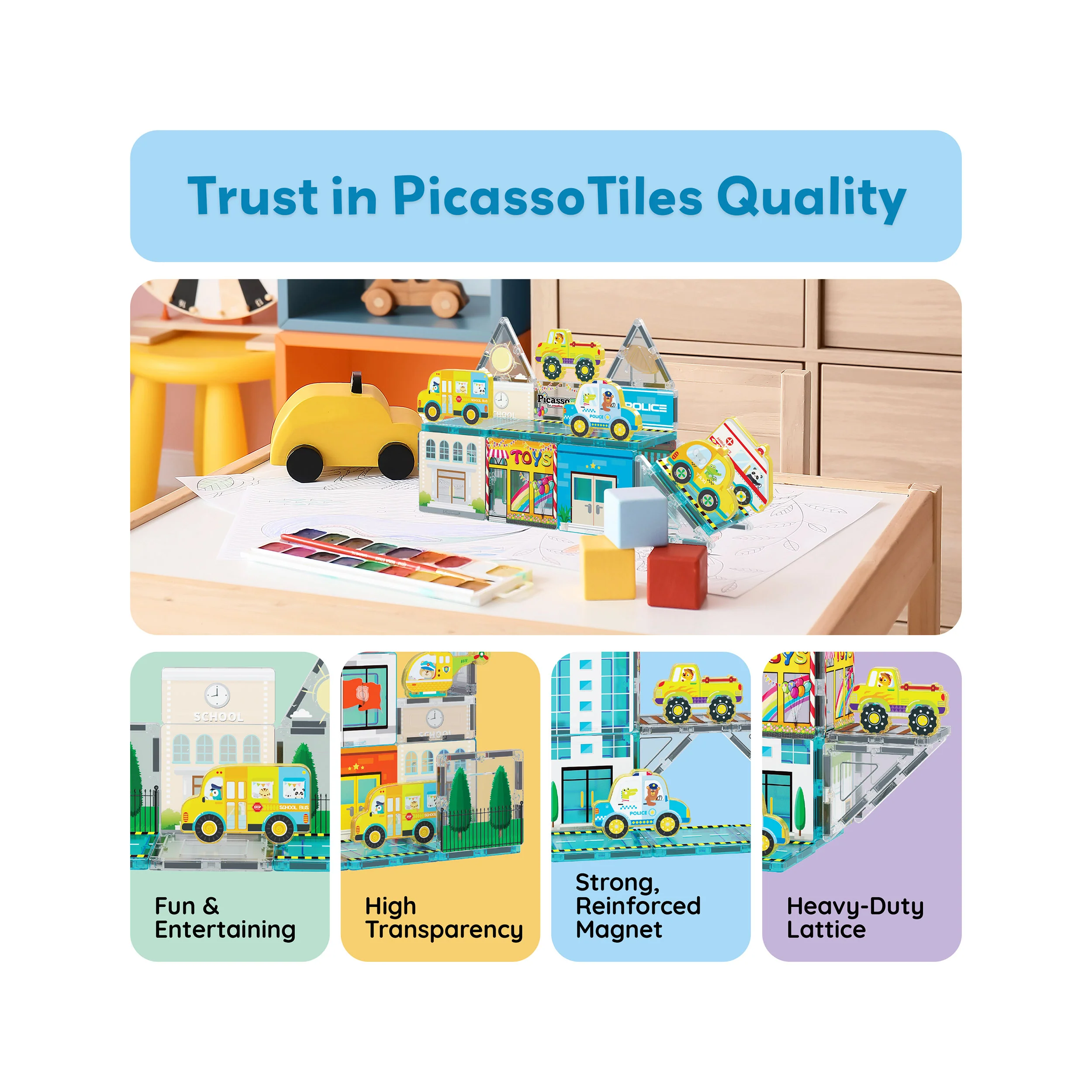 PicassoTiles Metro City Magnetic Tile Playset - Image 8