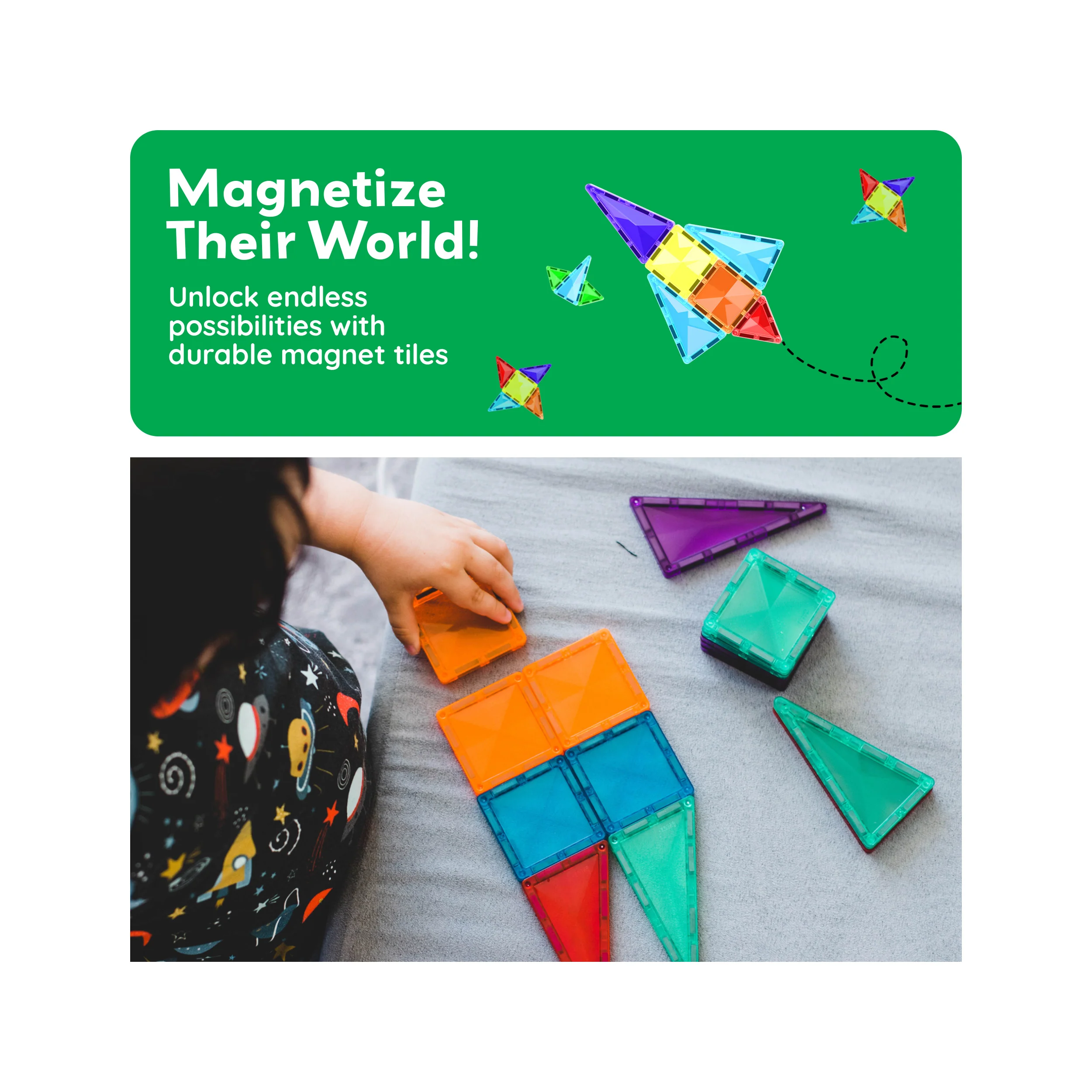PicassoTiles 100pc Magnetic Tile Mini Diamond Travel Set - Image 6