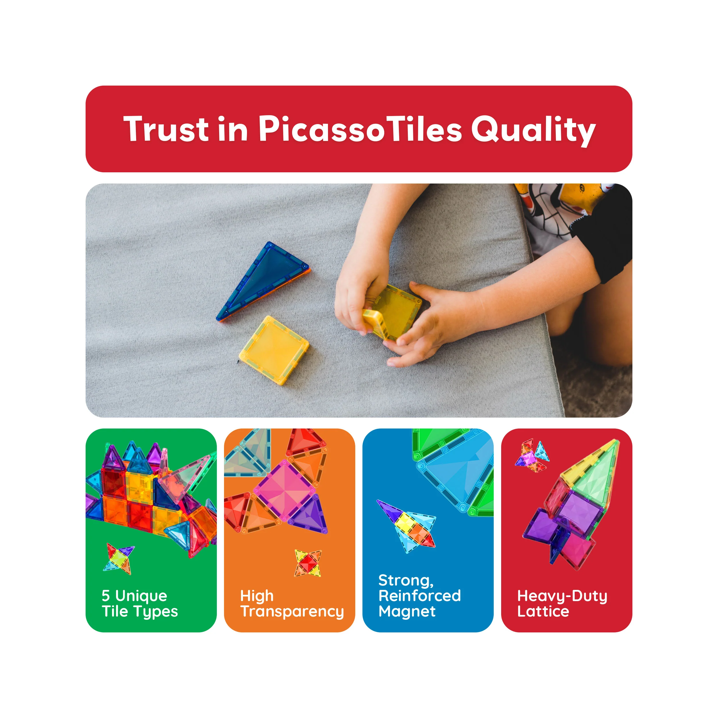PicassoTiles 100pc Magnetic Tile Mini Diamond Travel Set - Image 7