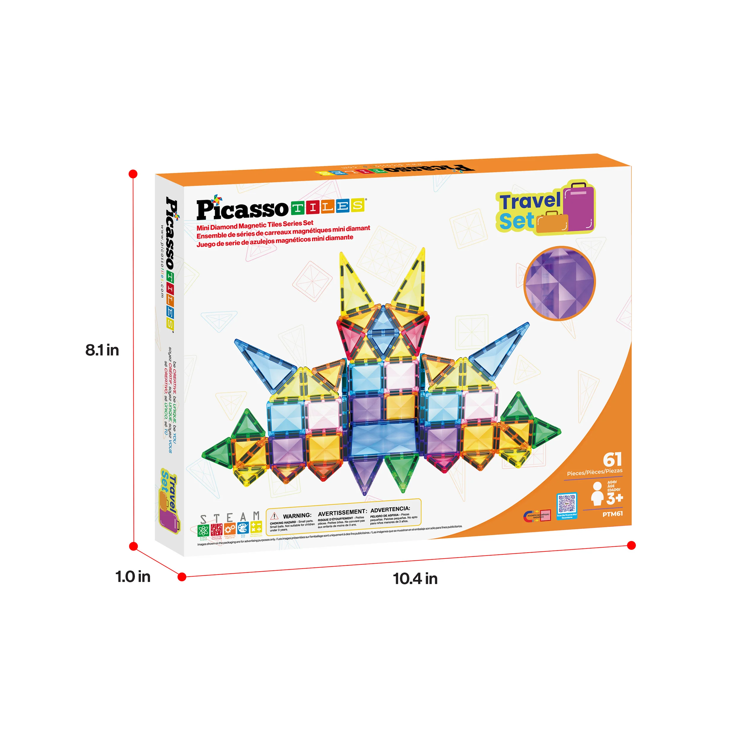 PicassoTiles Mini Diamond 61pc Travel Set - Image 9