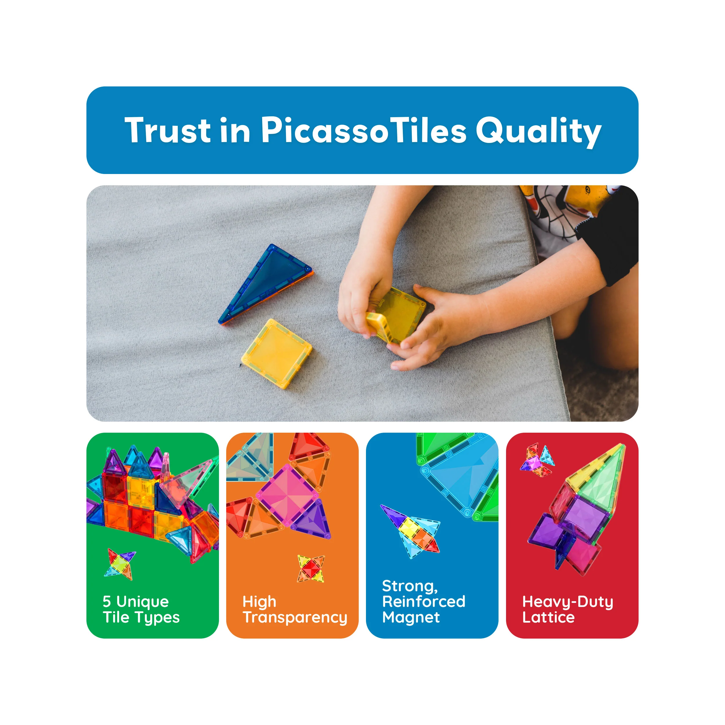 PicassoTiles 80pc Magnetic Tile Mini Diamond Travel Sized Set - Image 7