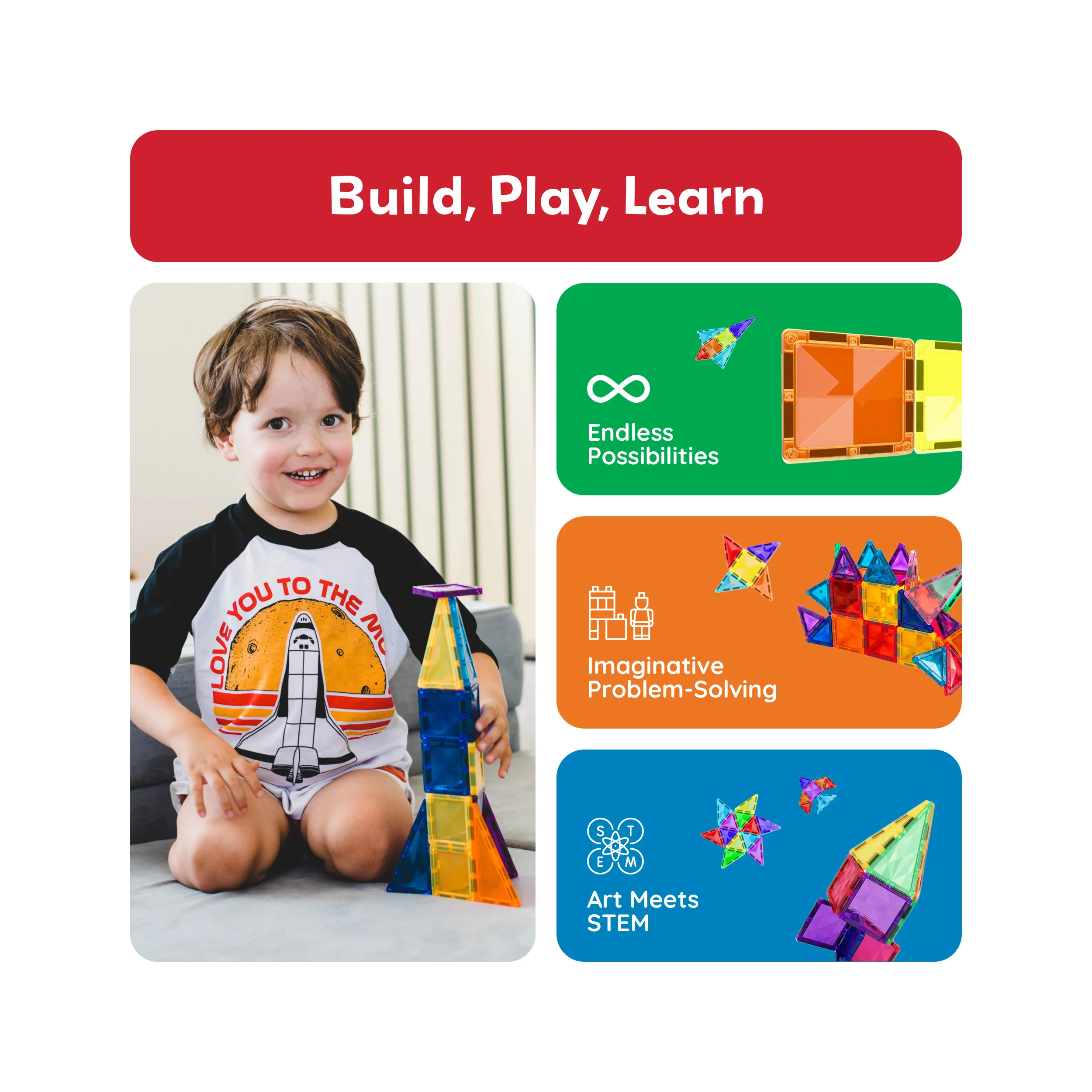 PicassoTiles Mini Diamond Travel Size 120pc Magnet Tiles with Figures and Car Set - Image 3