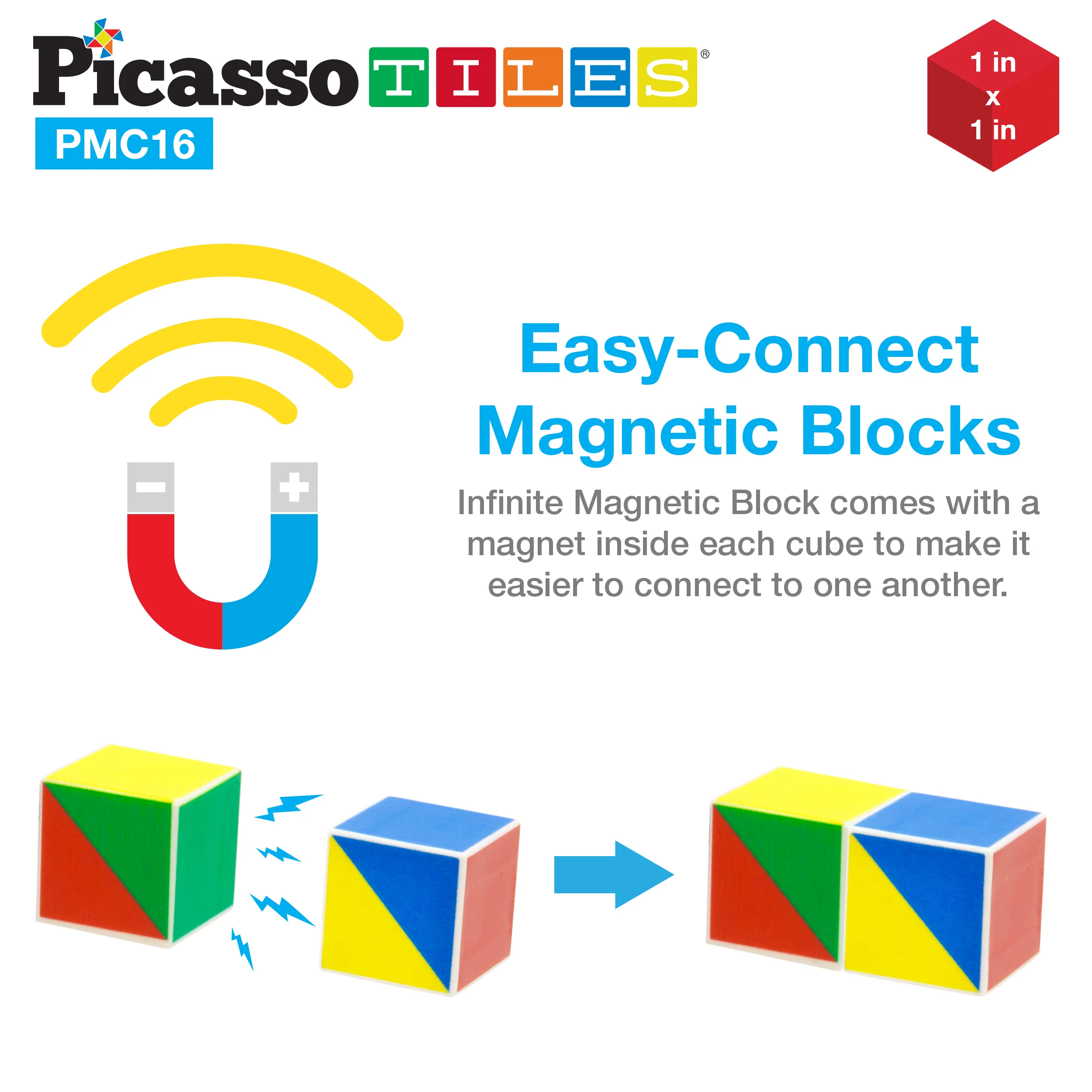 PicassoTiles Geometry Patterns Magnetic Puzzle Cube Set - Image 6