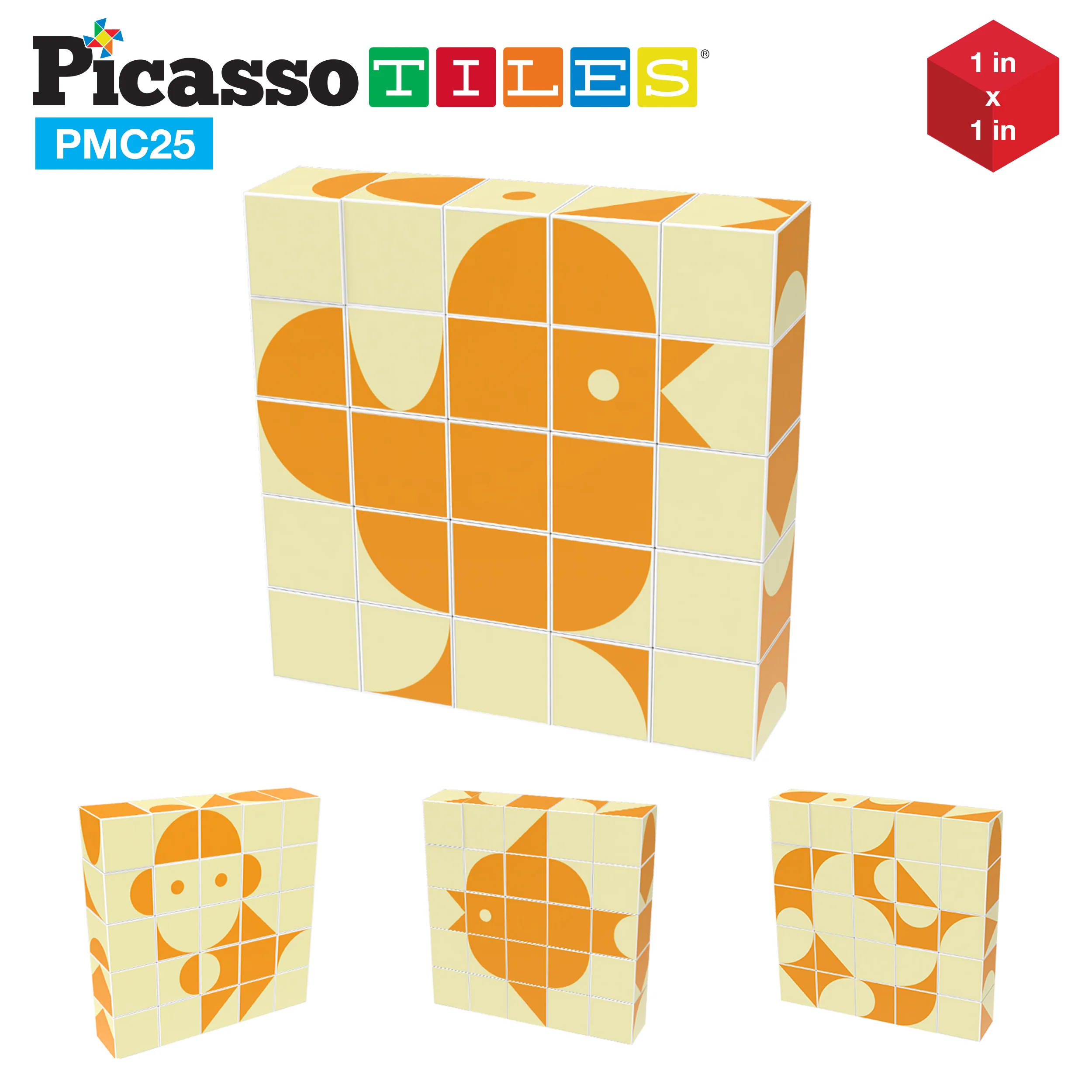 PicassoTiles Mix and Match 25 Piece Magnetic Puzzle Cube Set - Image 2