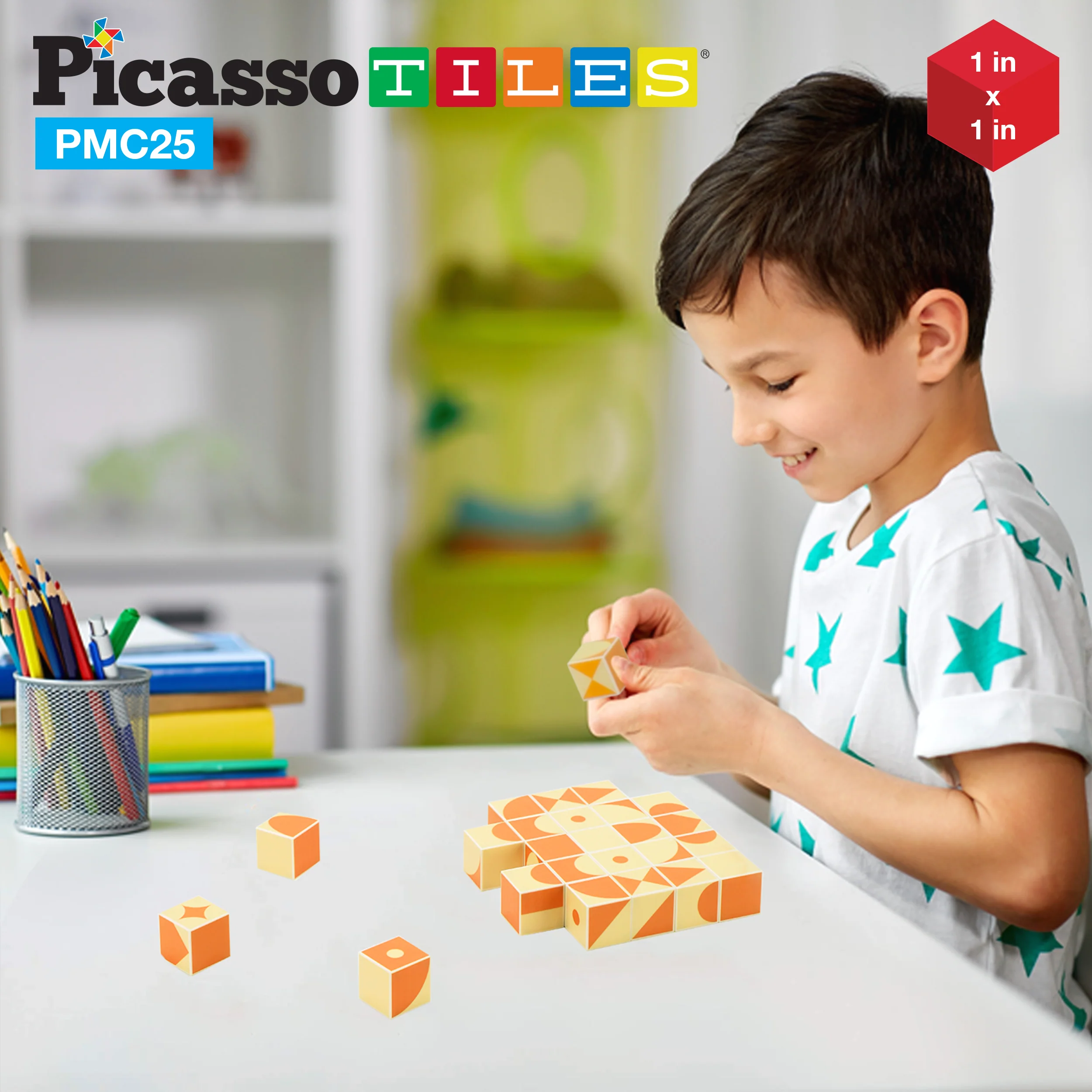 PicassoTiles Mix and Match 25 Piece Magnetic Puzzle Cube Set - Image 3