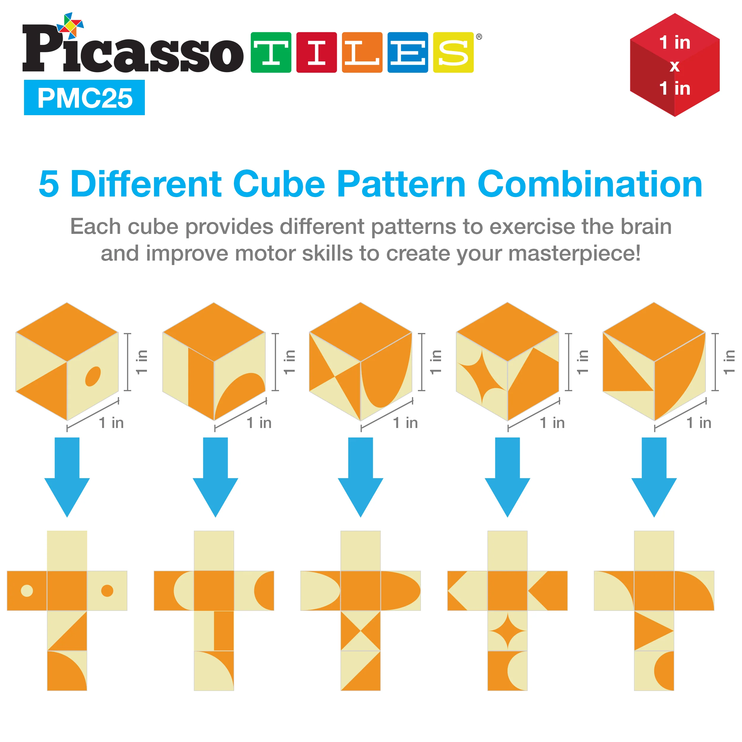 PicassoTiles Mix and Match 25 Piece Magnetic Puzzle Cube Set - Image 8