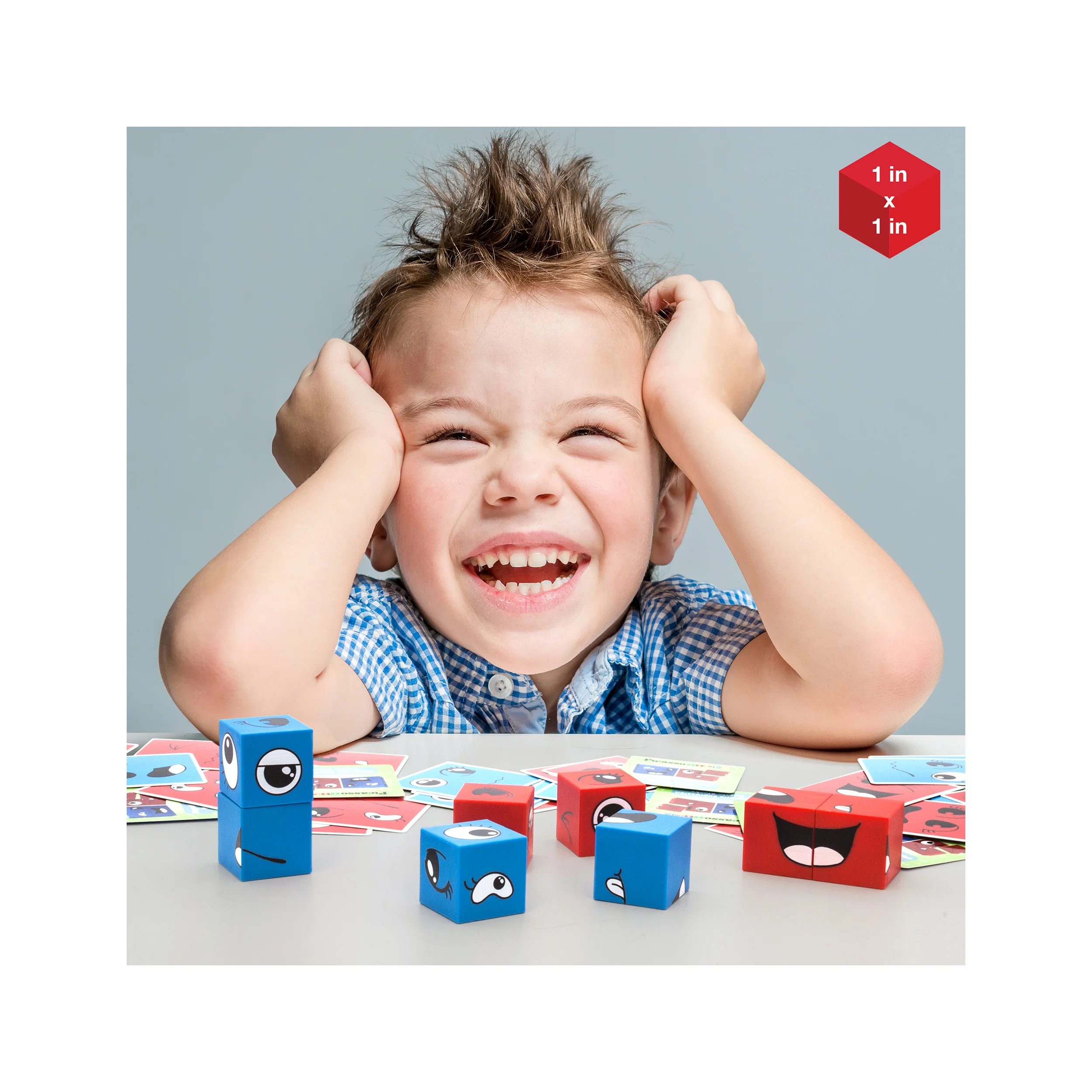 PicassoTiles Mix and Match 8 Piece Magnetic Emoticon Puzzle Cubes - Image 2
