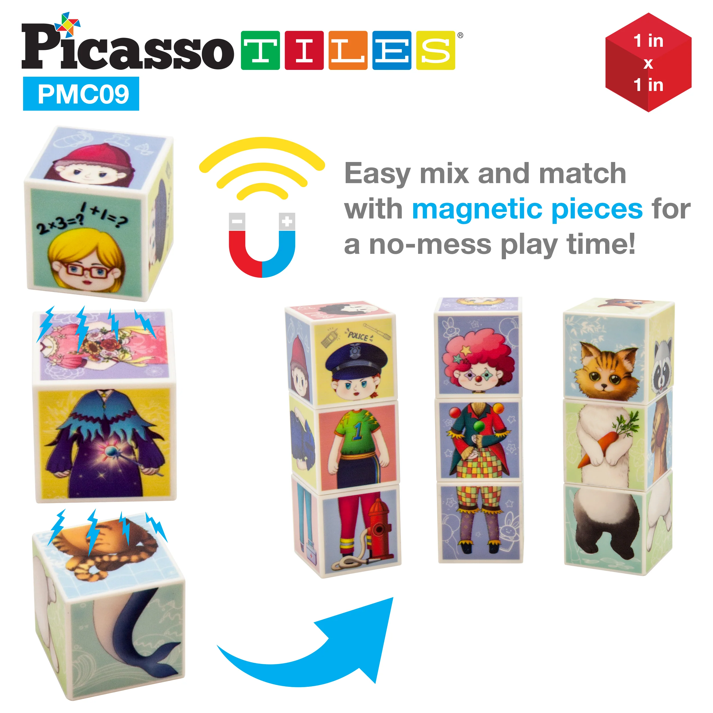 PicassoTiles Mix and Match 9 Piece Magnetic Magic Puzzle Cubes - Image 4