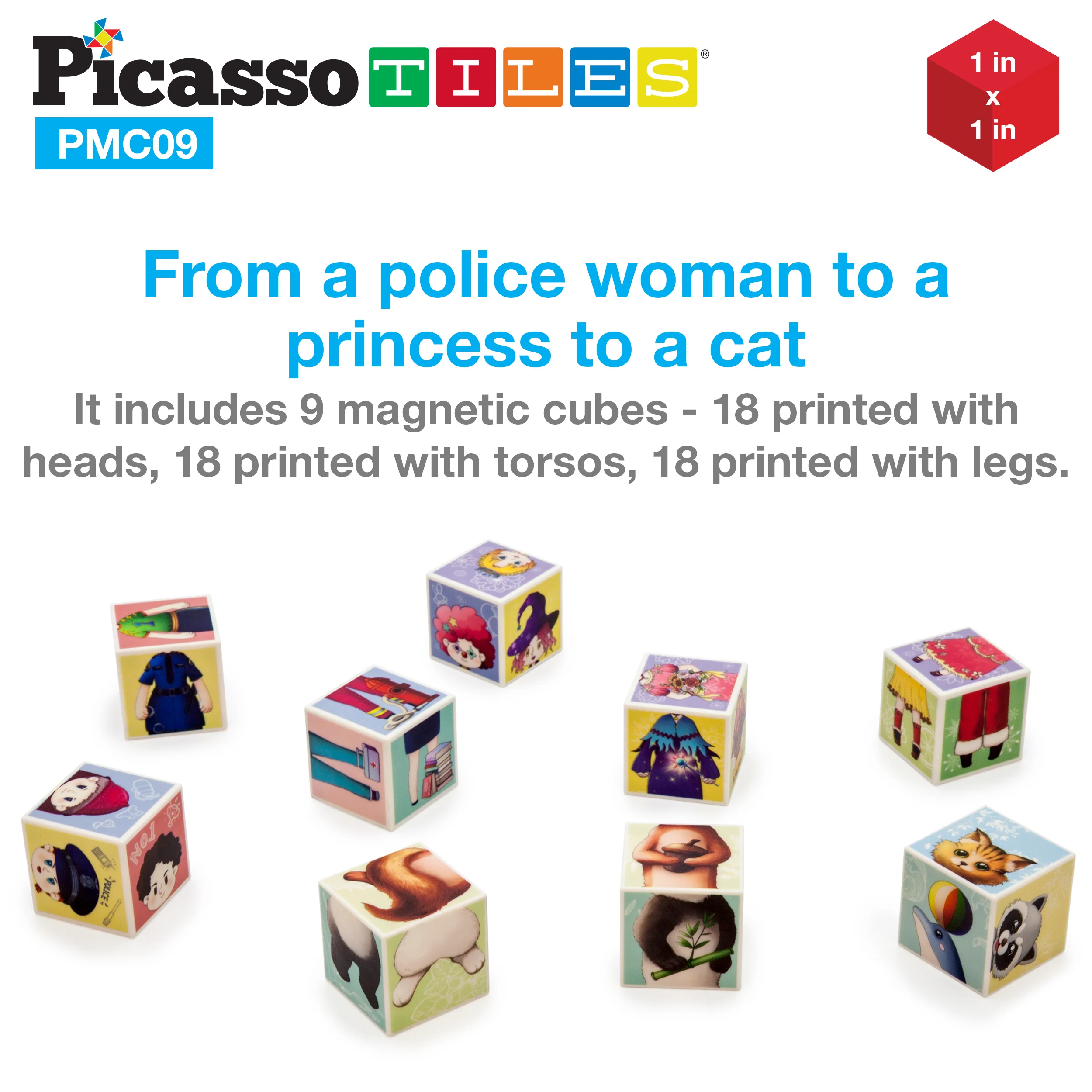 PicassoTiles Mix and Match 9 Piece Magnetic Magic Puzzle Cubes - Image 5
