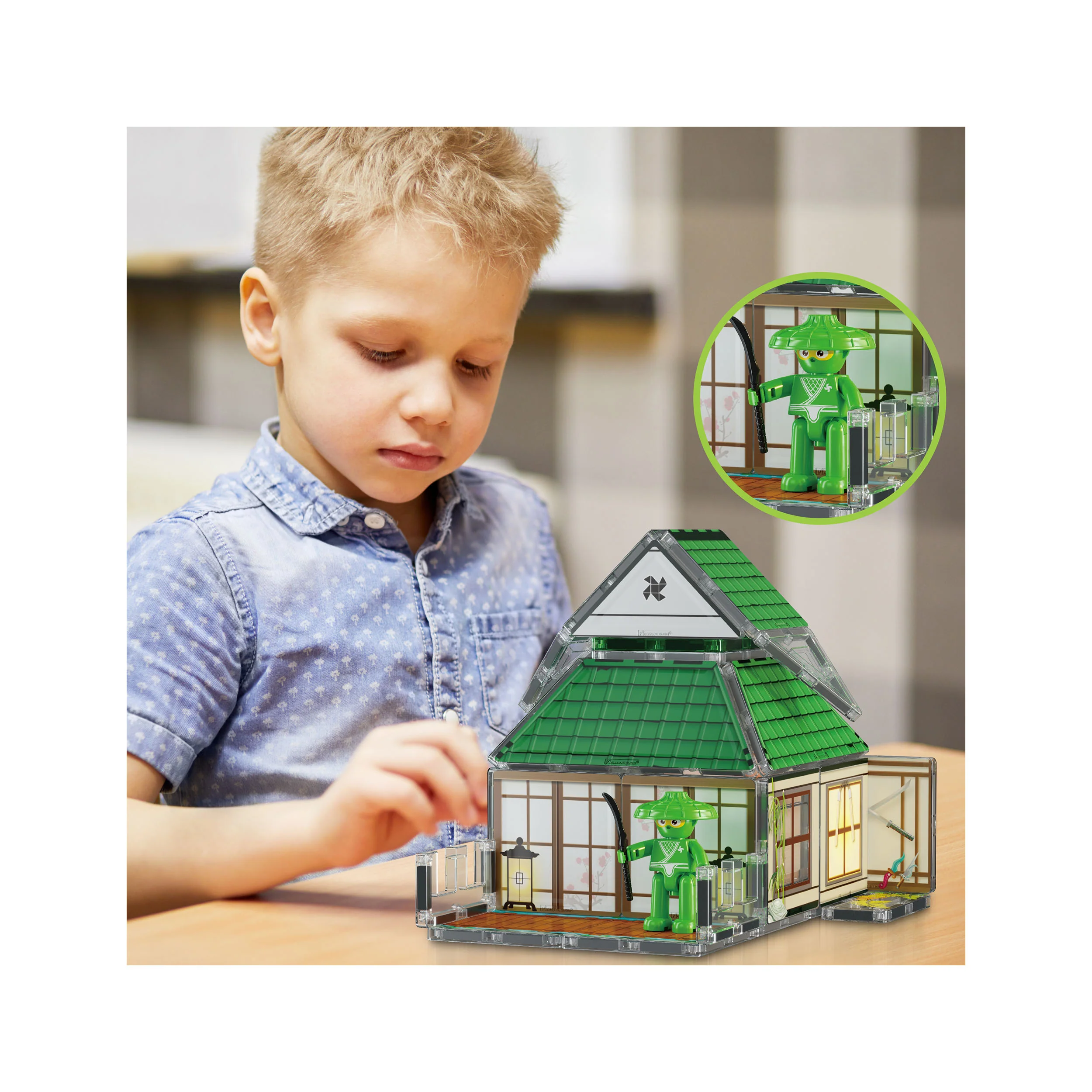 PicassoTiles 64pc Magnetic Tile Ninja Dojo House Martial Arts Playset - Image 5