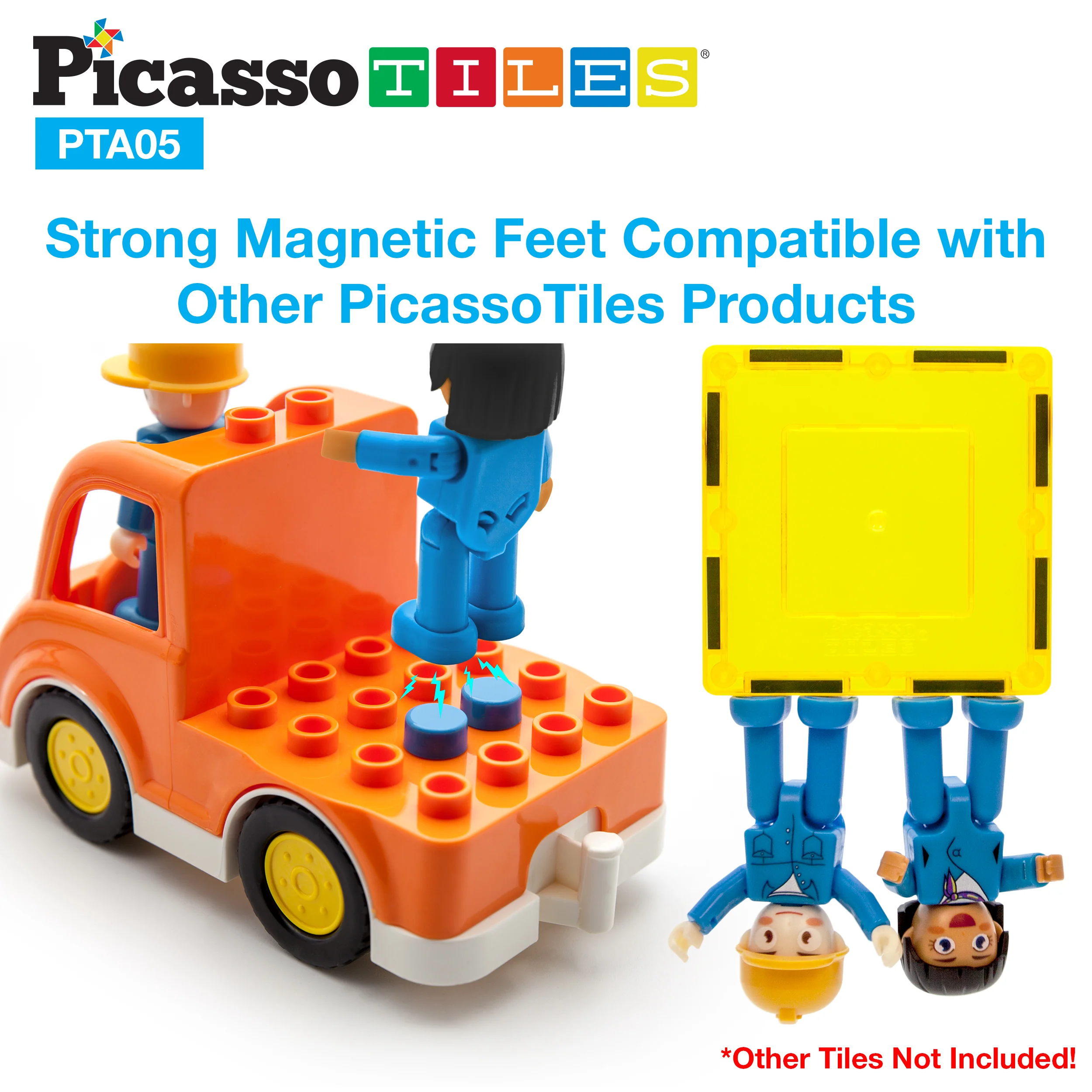 PicassoTiles Magnetic Toy Character Action Figure with 3 Cars - Image 4