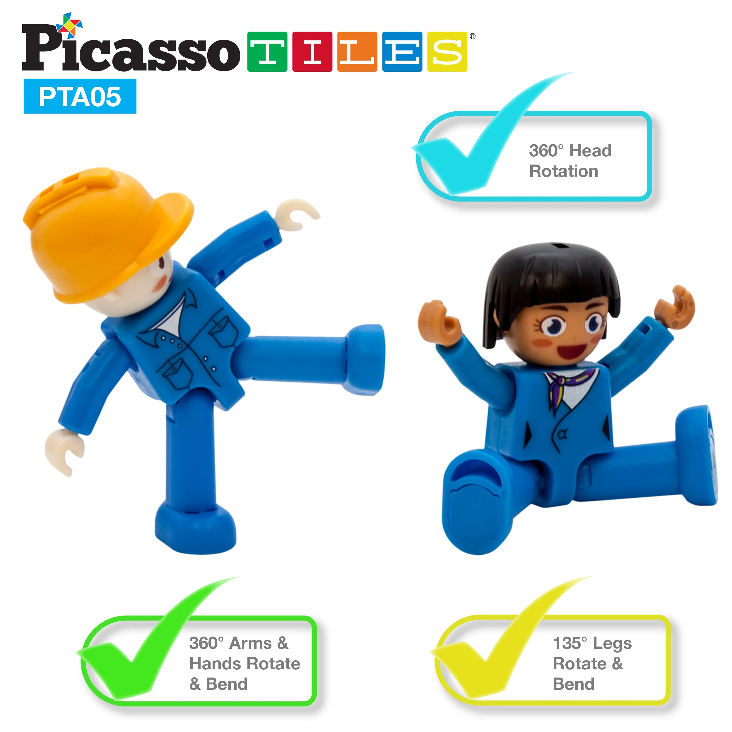 PicassoTiles Magnetic Toy Character Action Figure with 3 Cars - Image 5