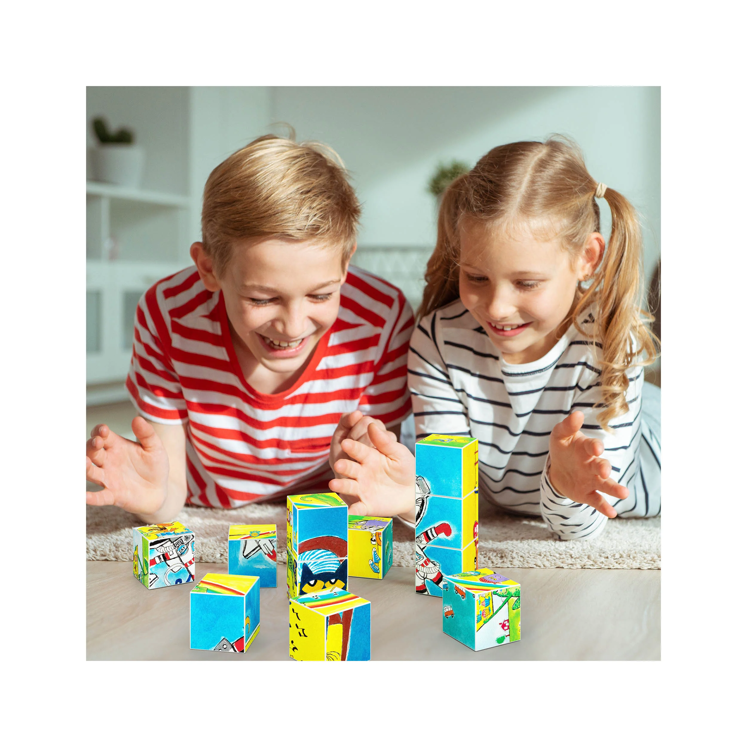 PicassoTiles Pete the Cat Magnet Puzzle Building Block Cubes - Image 2