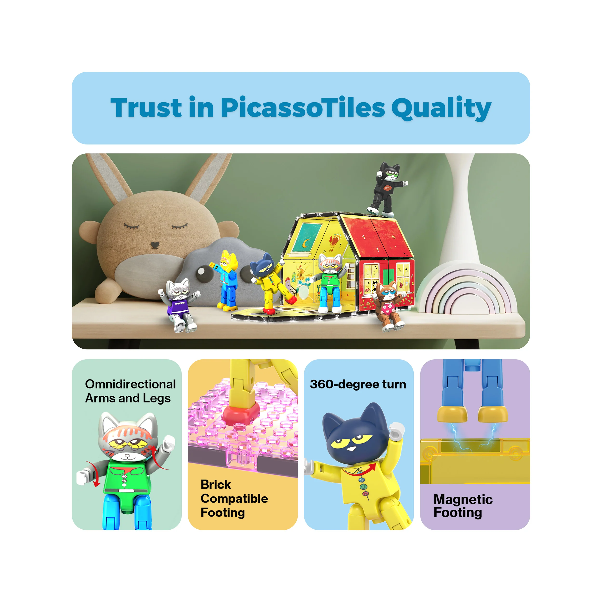 PicassoTiles Pete The Cat Magnetic Characters - 6 Pieces - Image 8
