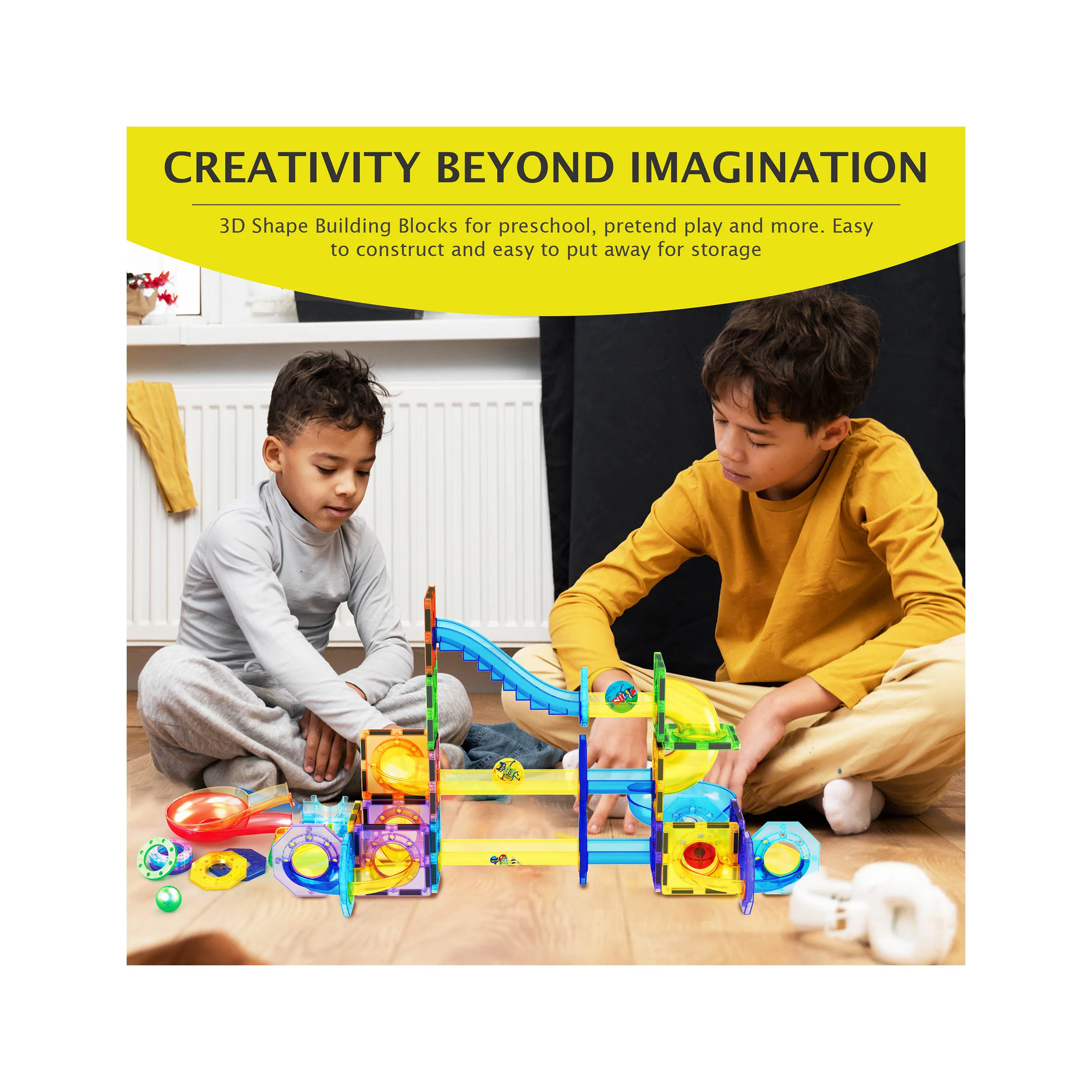 PicassoTiles Pete the Cat Magnetic Marble Run Playset - 62 Pieces - Image 5