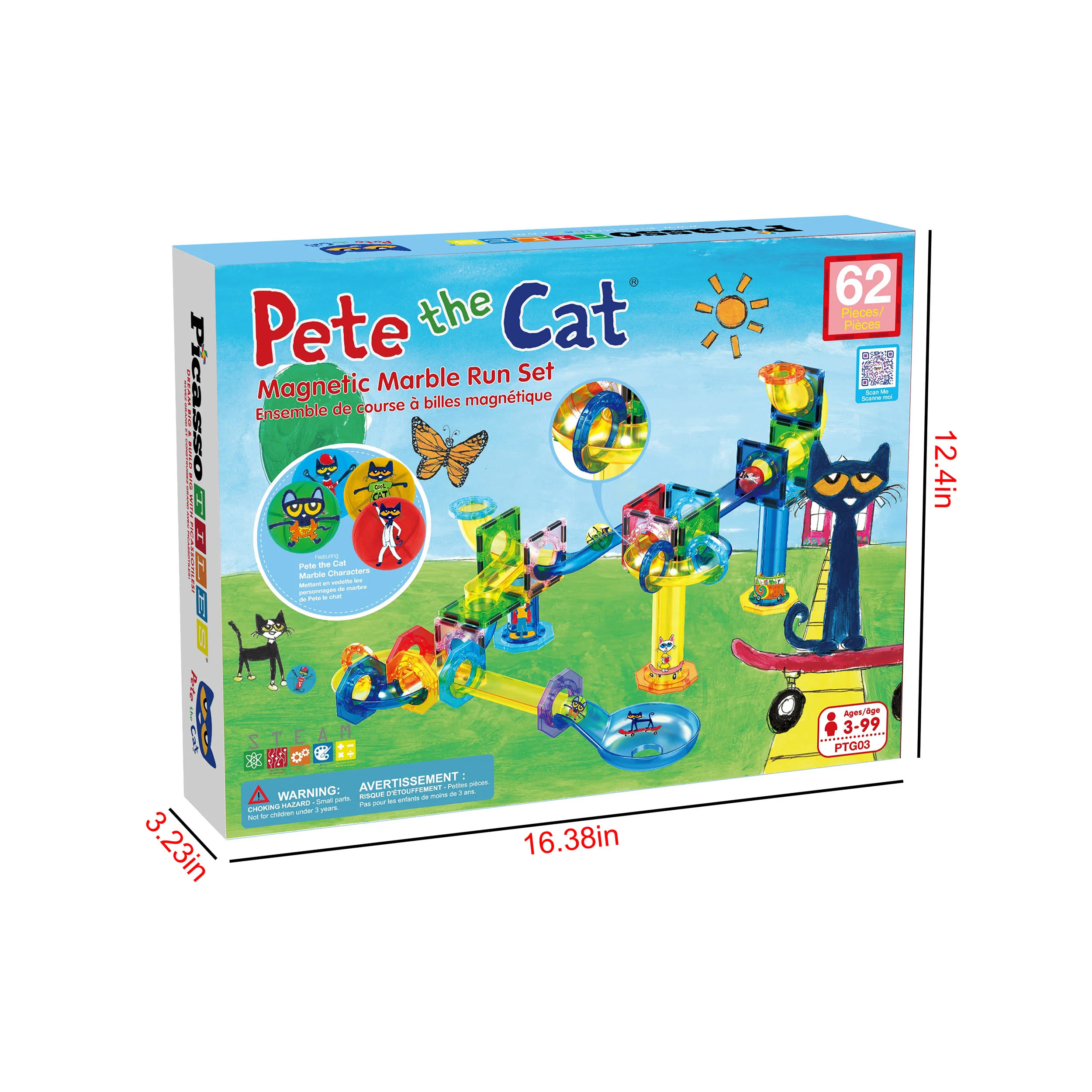 PicassoTiles Pete the Cat Magnetic Marble Run Playset - 62 Pieces - Image 7