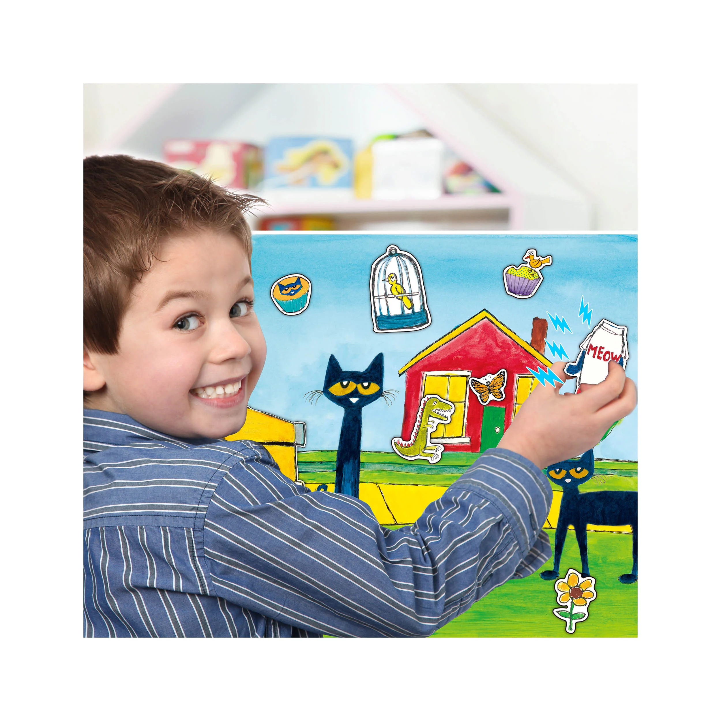 PicassoTiles Pete the Cat Magnetic Storytelling Board Game Puzzle Board Playset - Image 5