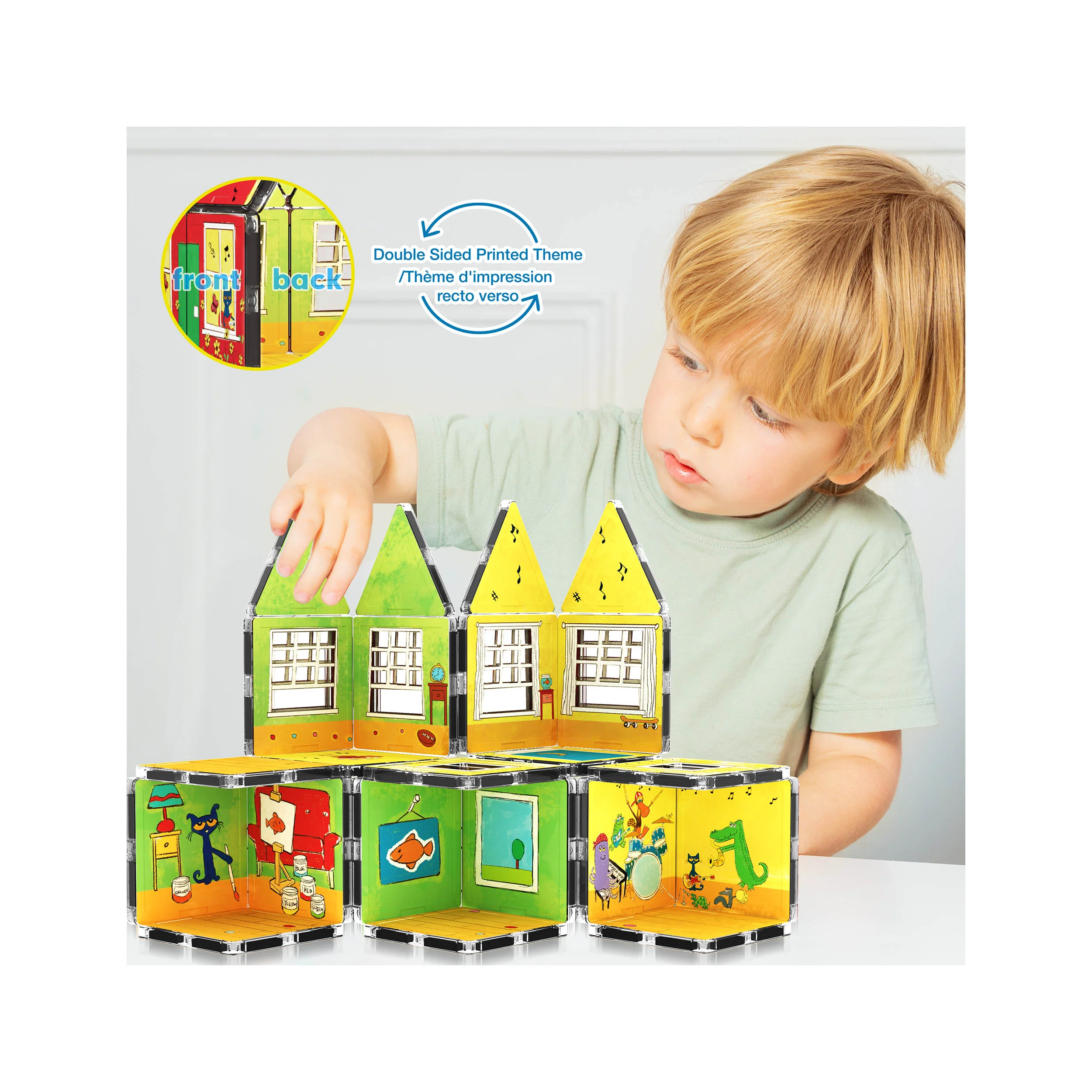 PicassoTiles Magnetic Tile Pete the Cat Toy House Building Set - Image 2