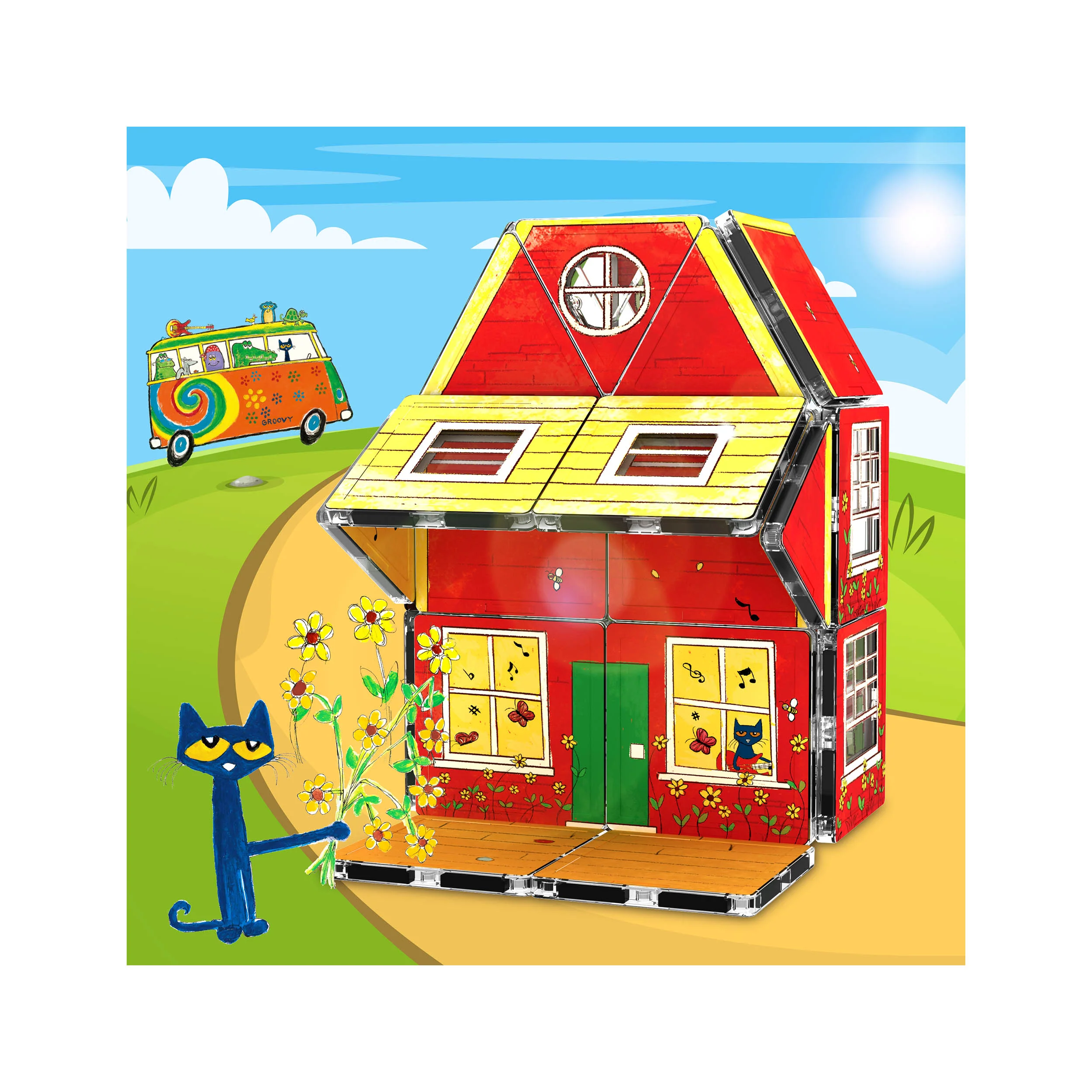 PicassoTiles Magnetic Tile Pete the Cat Toy House Building Set - Image 3