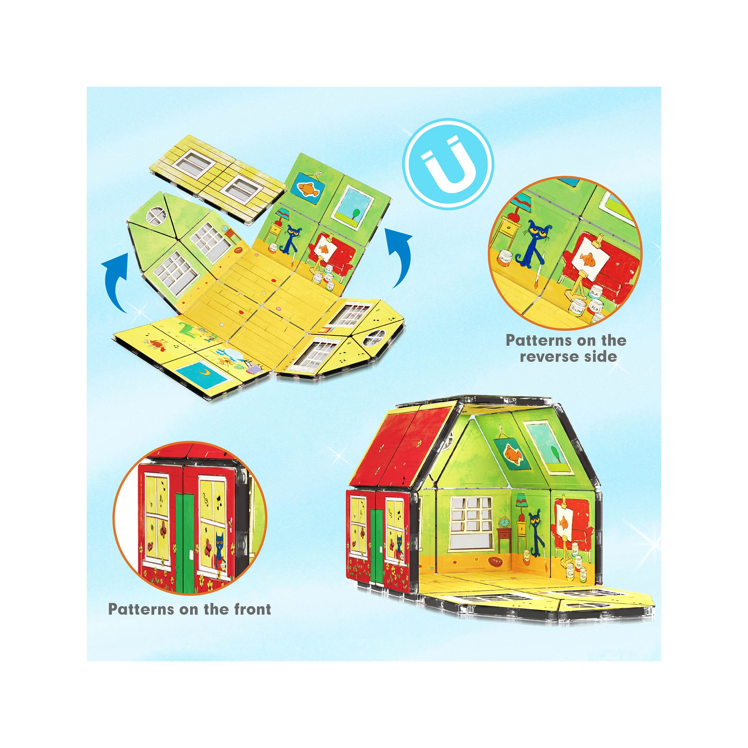 PicassoTiles Magnetic Tile Pete the Cat Toy House Building Set - Image 4