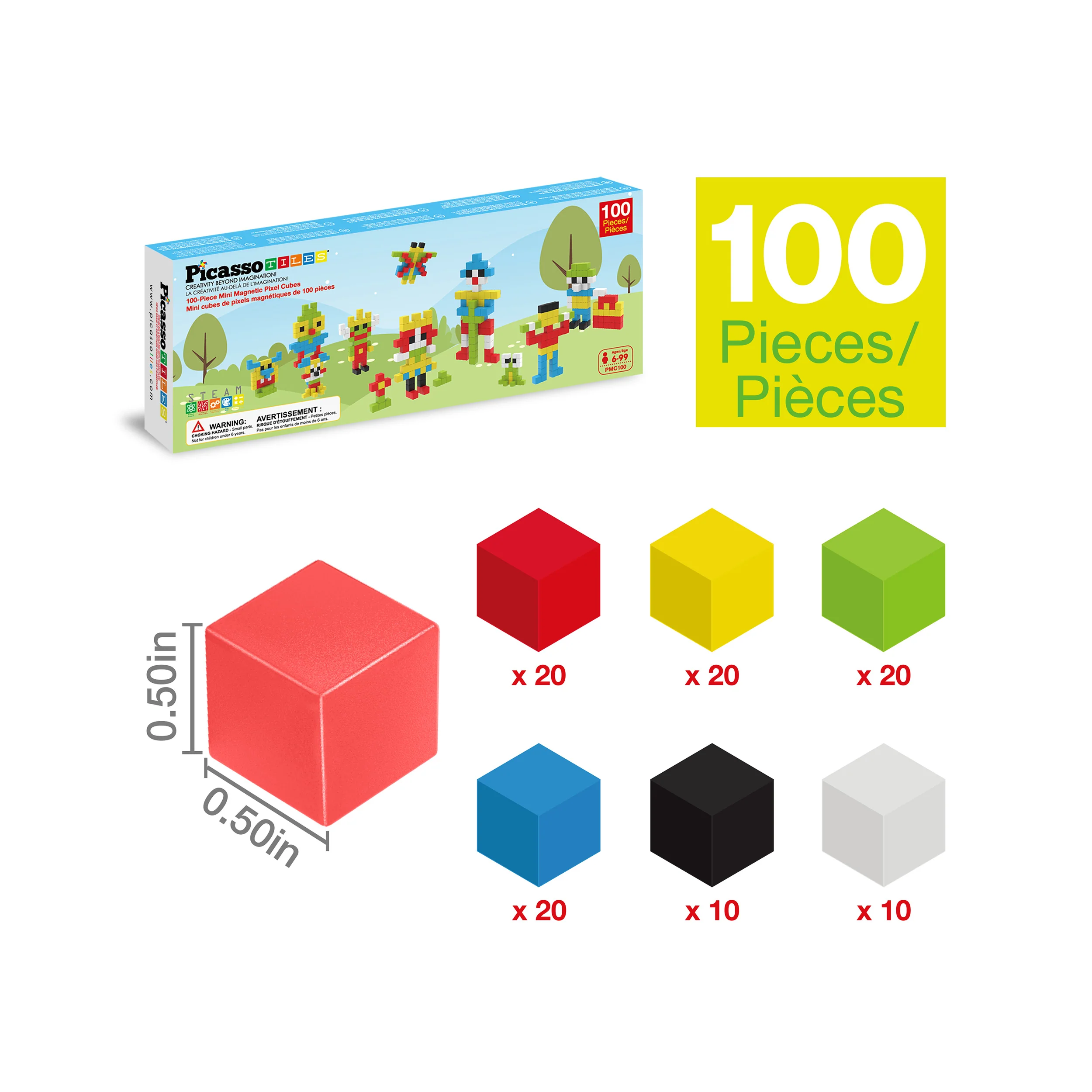 PicassoTiles Pixel Mini Magnetic Cube Puzzle 100pcs - Image 3
