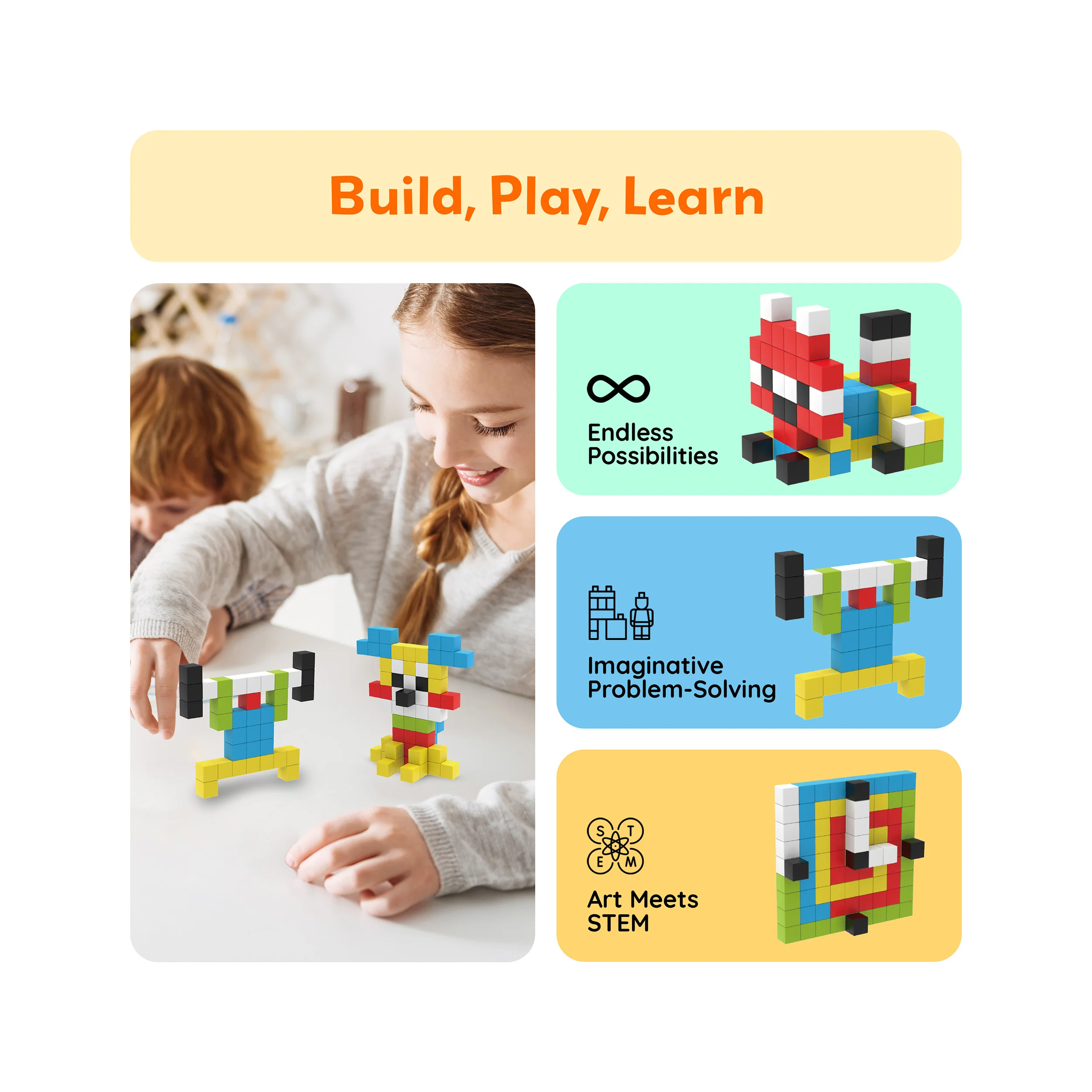 PicassoTiles Pixel Mini Magnetic Cube Puzzle 100pcs - Image 4