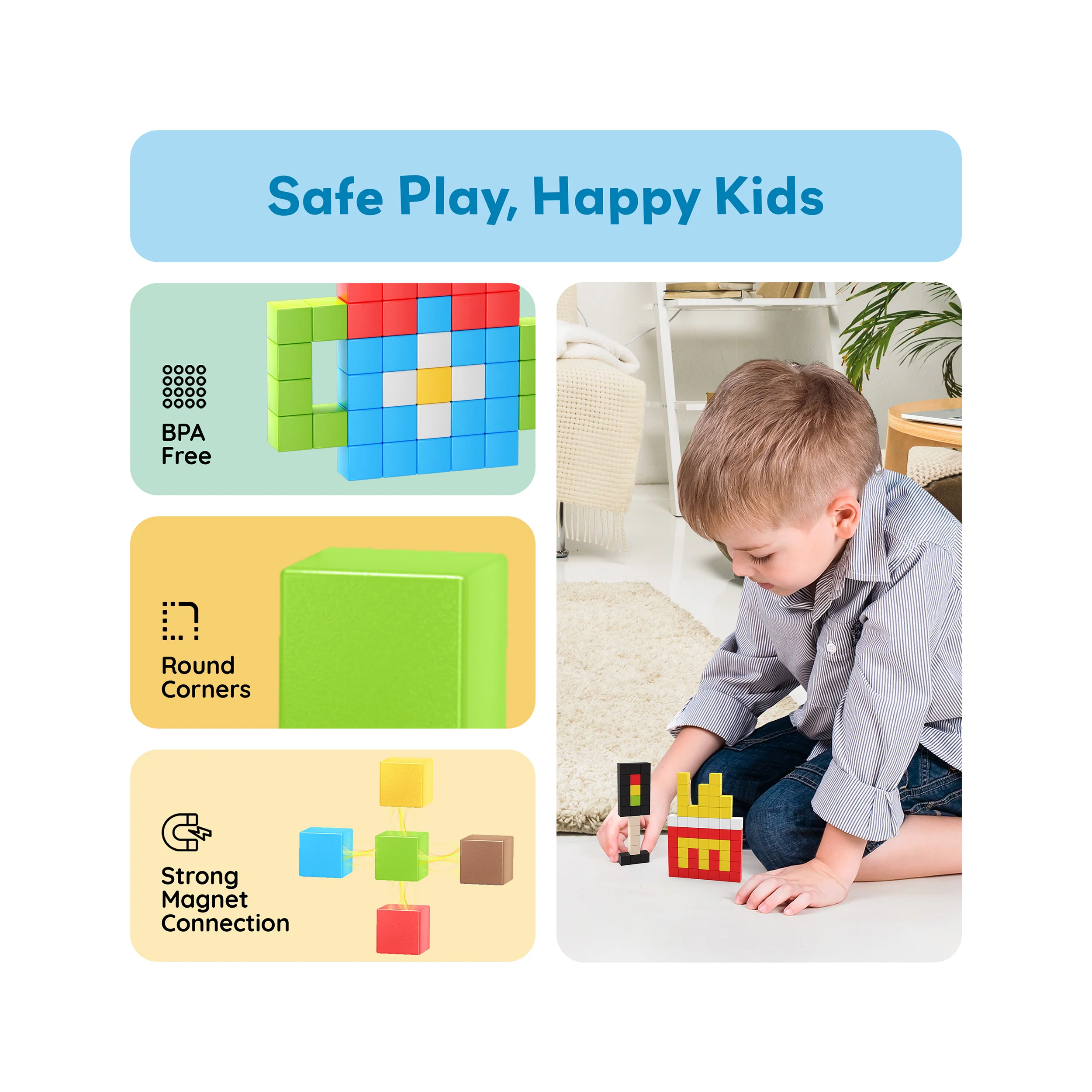 PicassoTiles Pixel Mini Magnetic Cube Puzzle 100pcs - Image 6