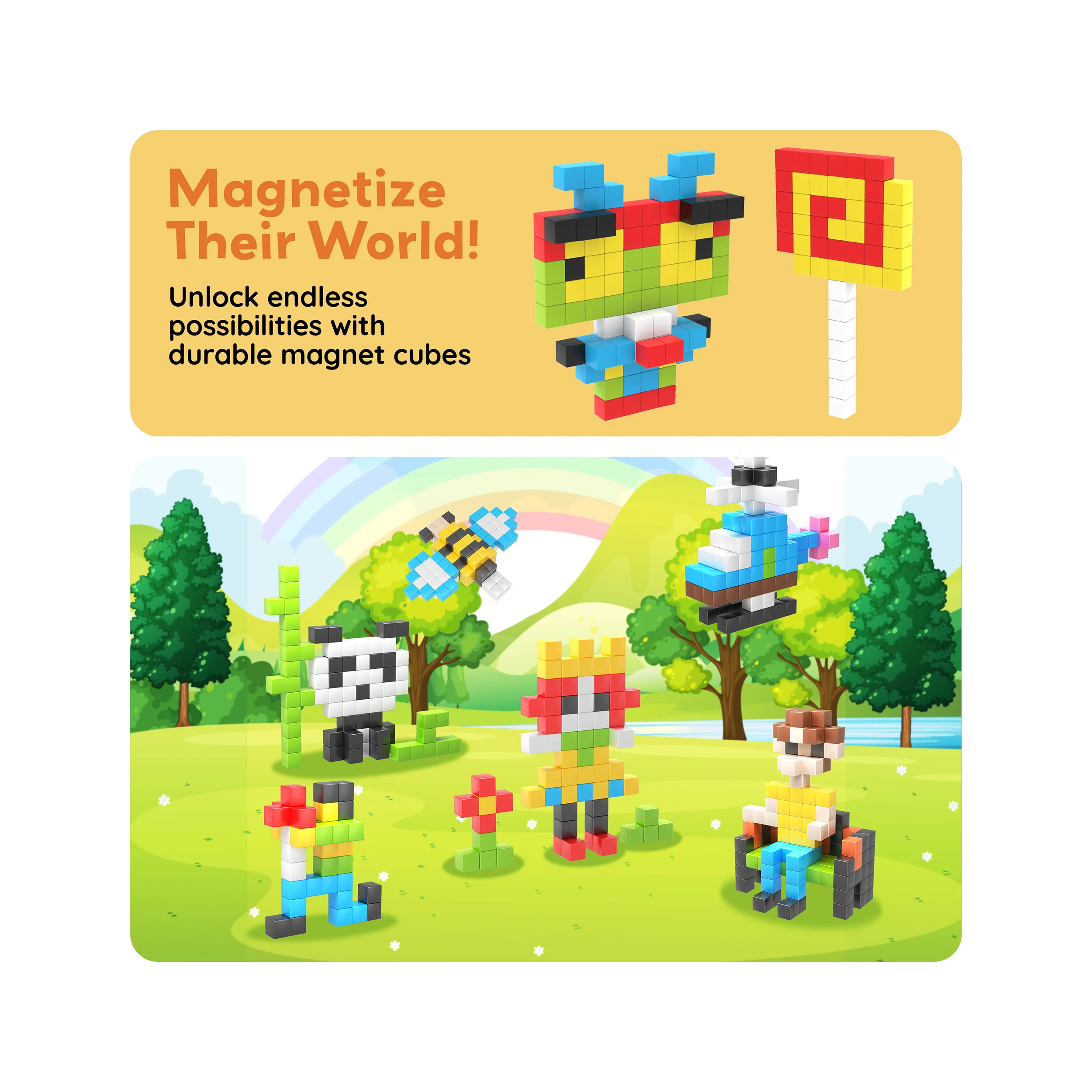 PicassoTiles Pixel Mini Magnetic Cube Puzzle 100pcs - Image 7