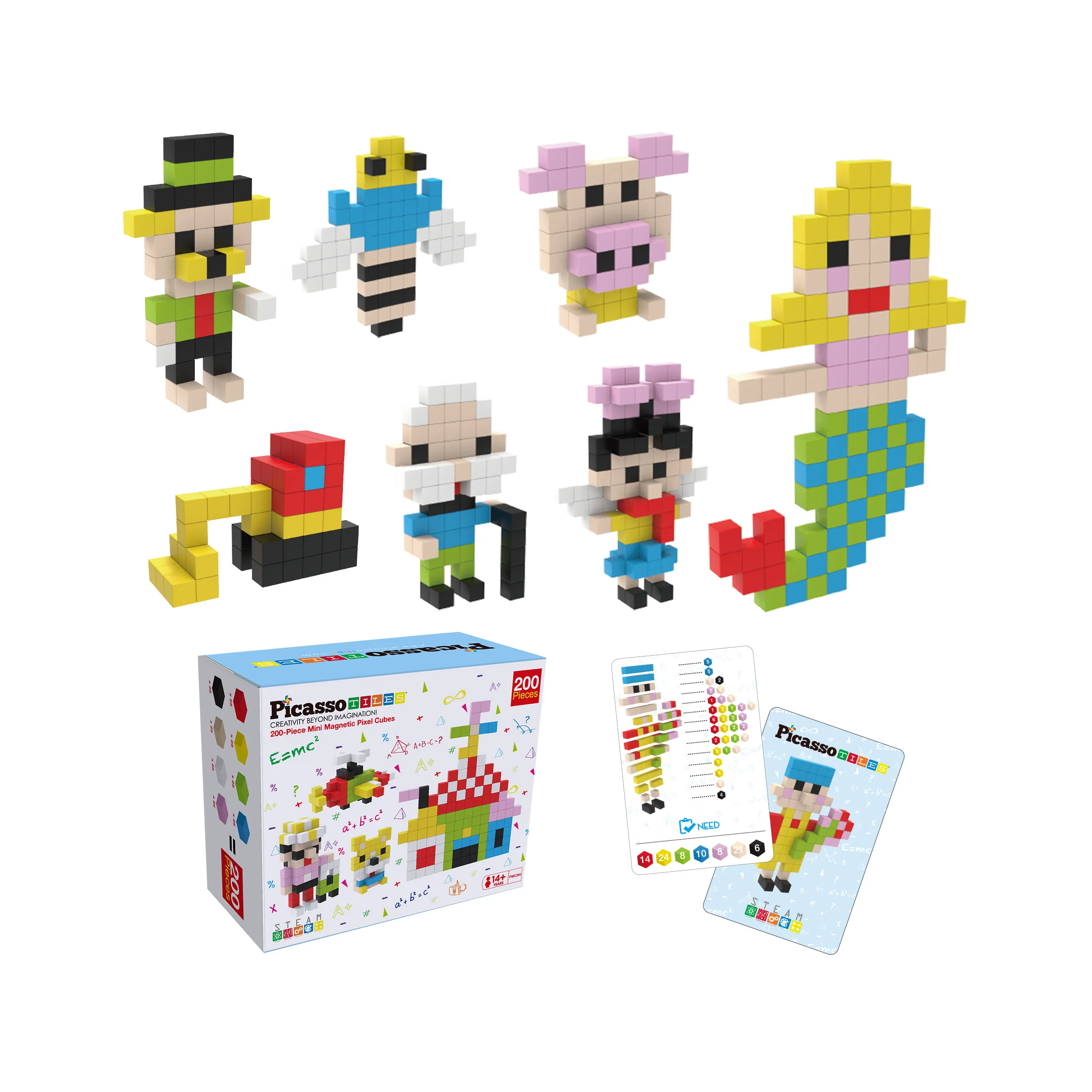 PicassoTiles 200pc Magnetic Mini Pixel Puzzle Cubes