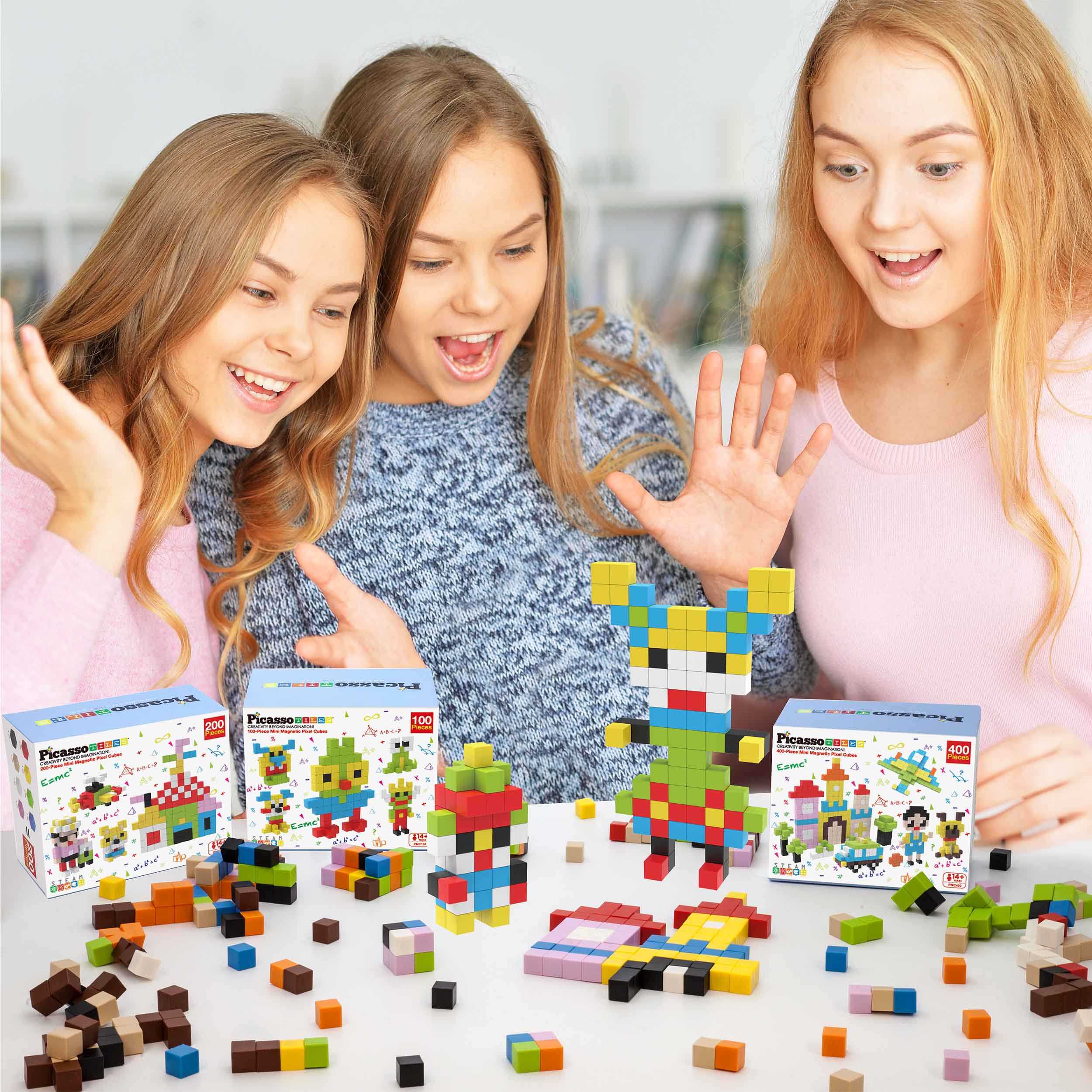 PicassoTiles 200pc Magnetic Mini Pixel Puzzle Cubes - Image 2