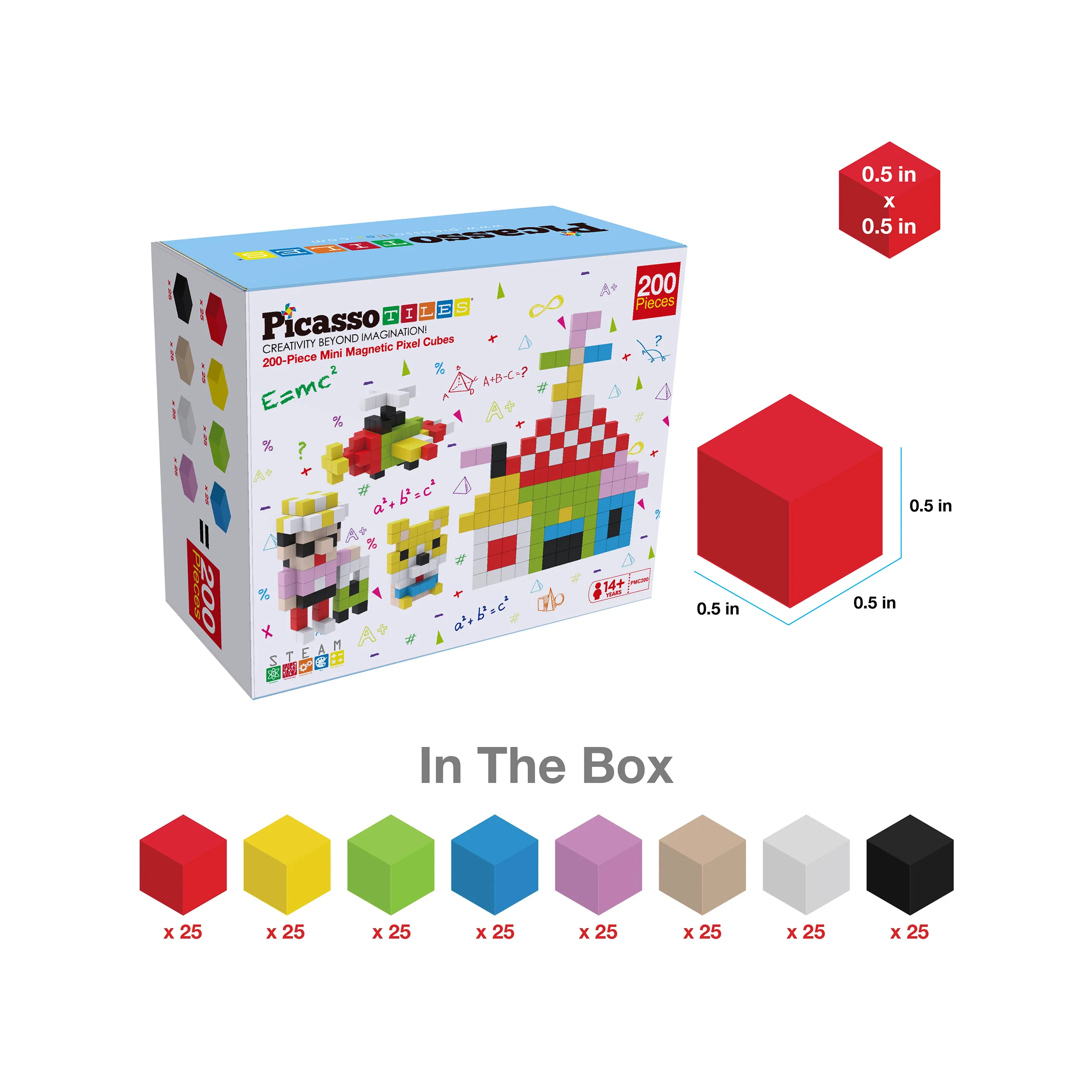 PicassoTiles 200pc Magnetic Mini Pixel Puzzle Cubes - Image 3