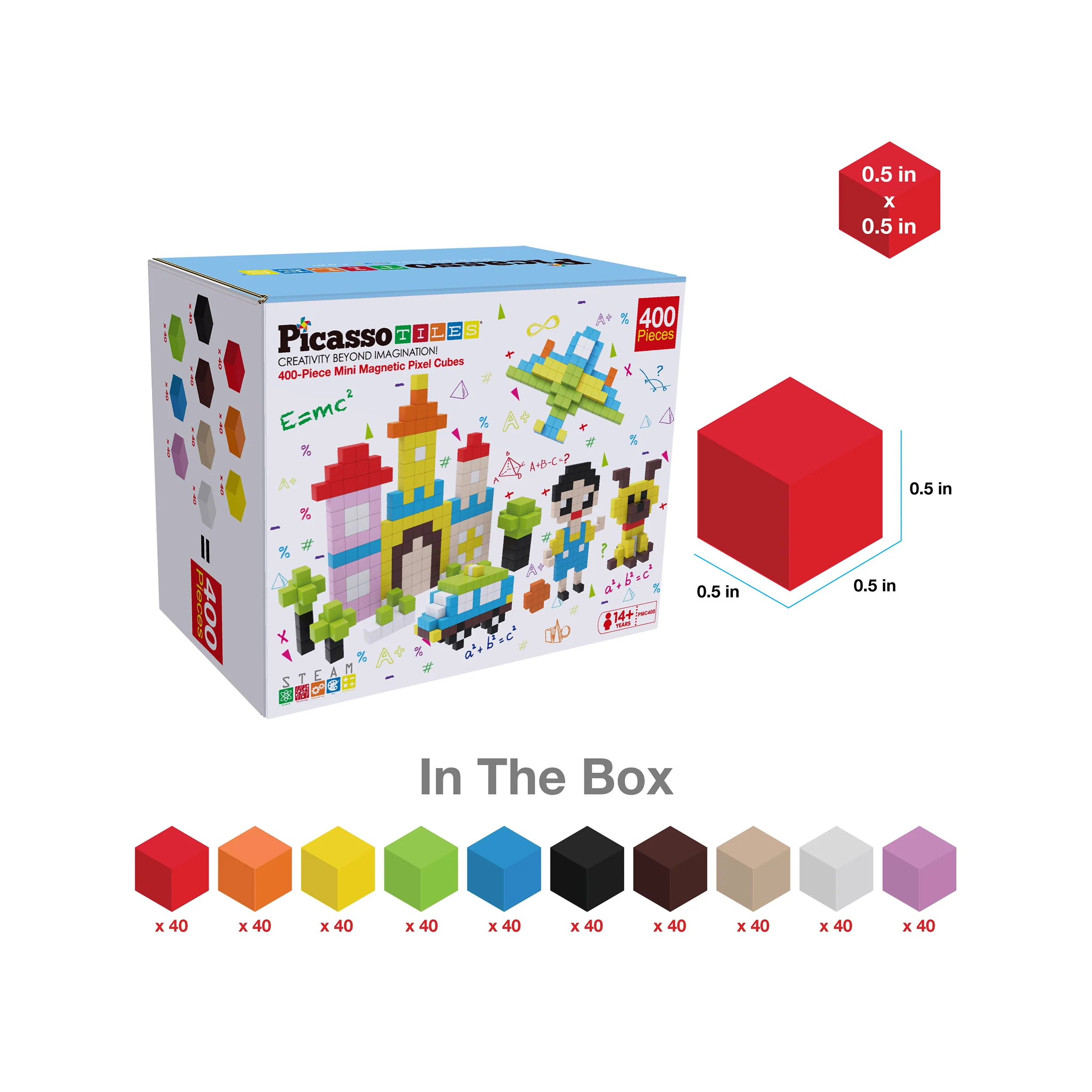 PicassoTiles 400pc Magnetic Tiles Mini Pixel Puzzle Cubes - Image 3