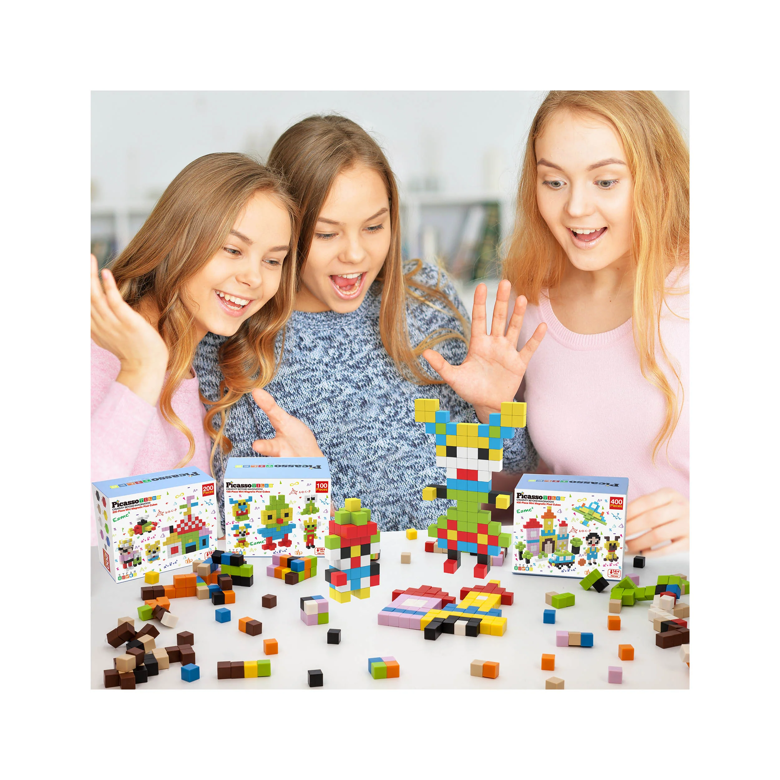 PicassoTiles 400pc Magnetic Tiles Mini Pixel Puzzle Cubes - Image 7