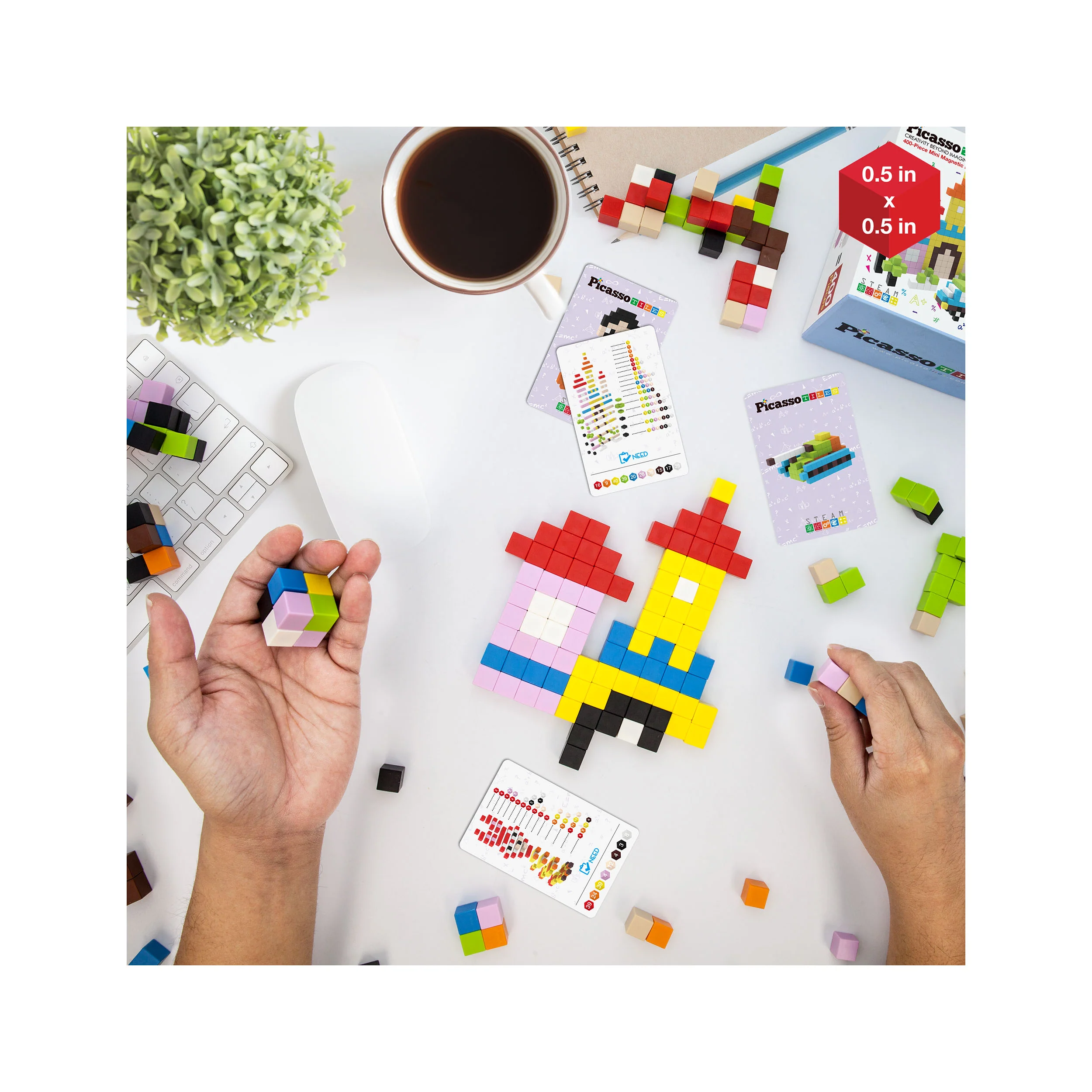 PicassoTiles 400pc Magnetic Tiles Mini Pixel Puzzle Cubes - Image 8