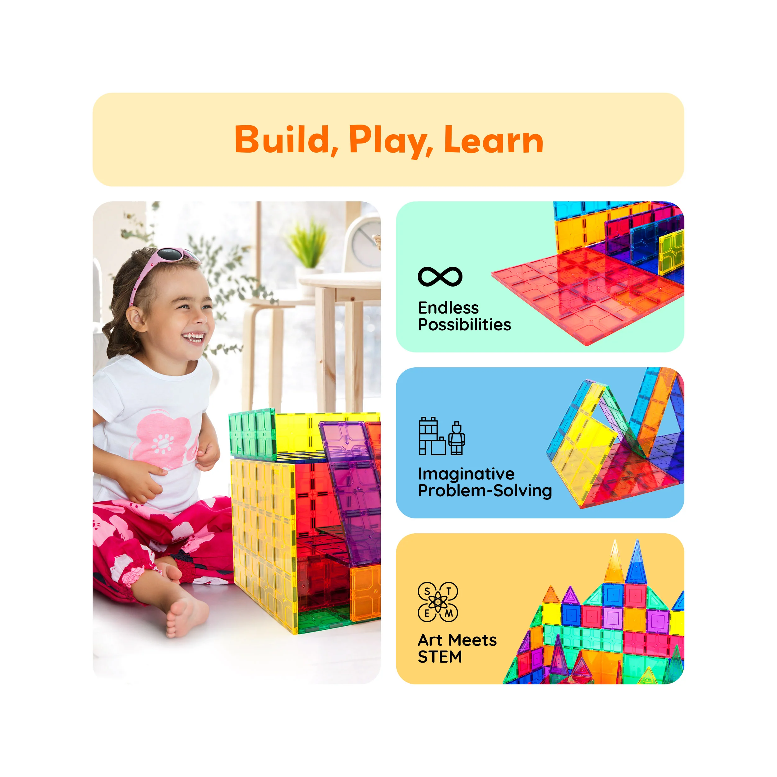 PicassoTiles Magnetic Tile Base Plates Large Stabilizer Set (4 Pieces) - Image 4