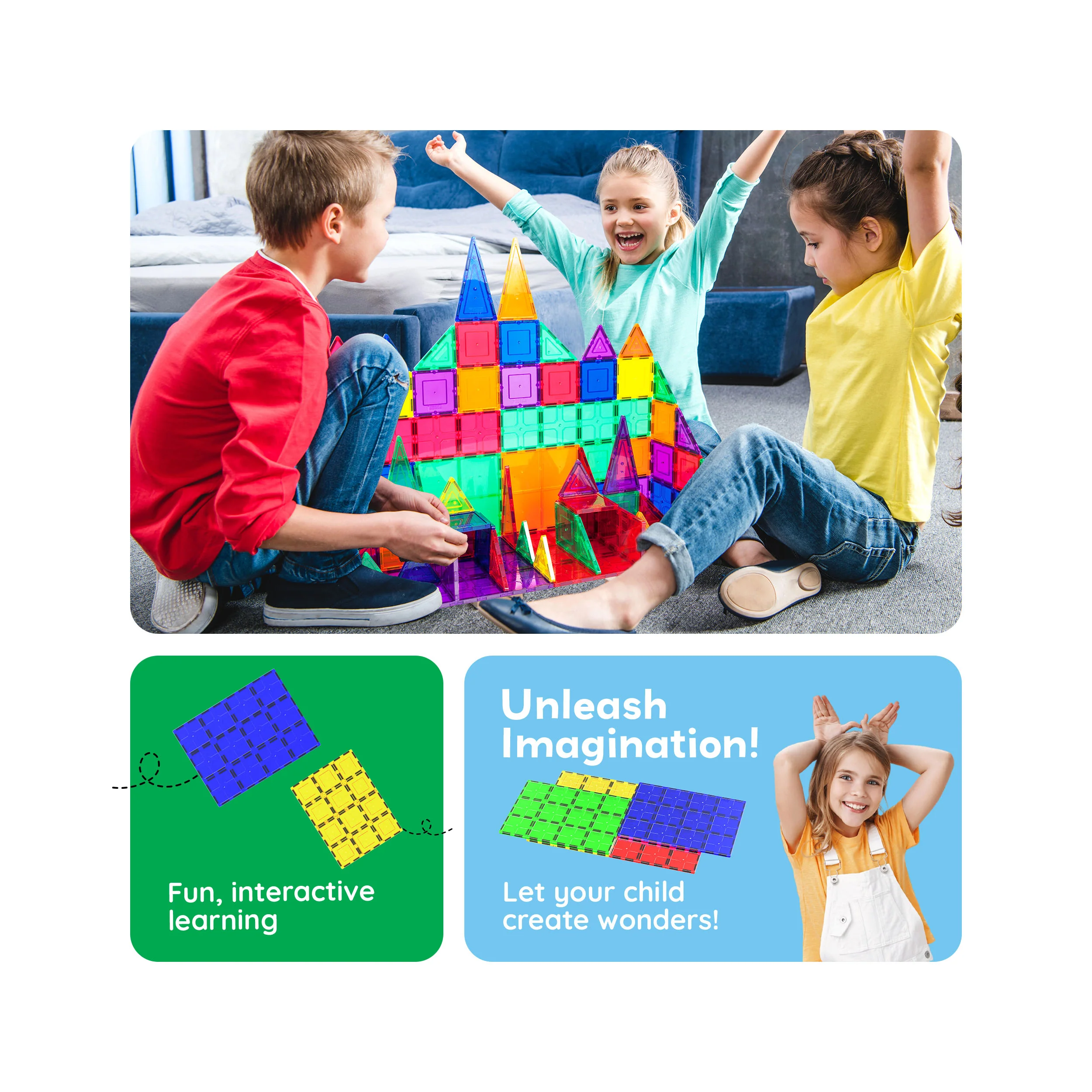 PicassoTiles Magnetic Tile Base Plates Large Stabilizer Set (4 Pieces) - Image 5