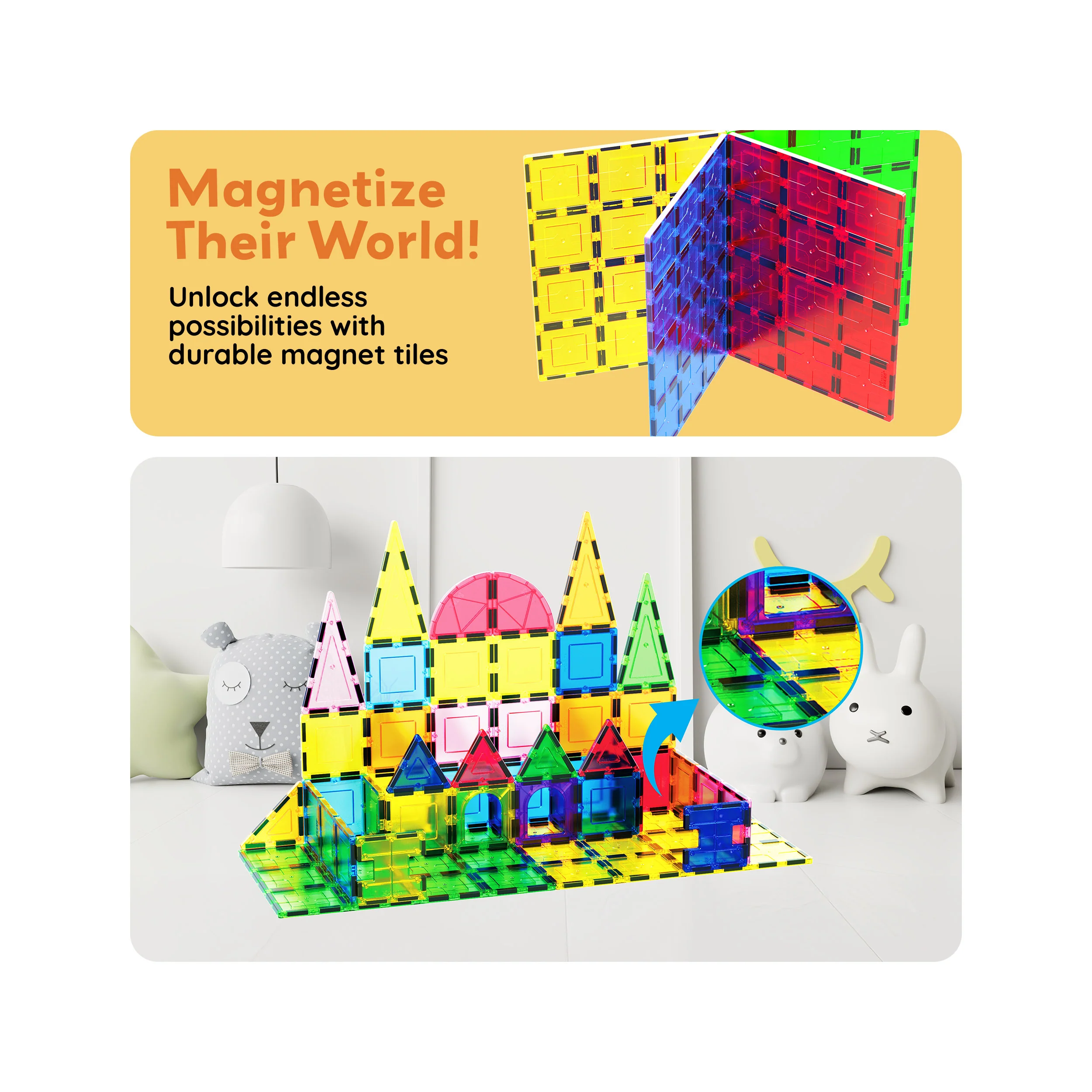 PicassoTiles Magnetic Tile Base Plates Large Stabilizer Set (4 Pieces) - Image 7