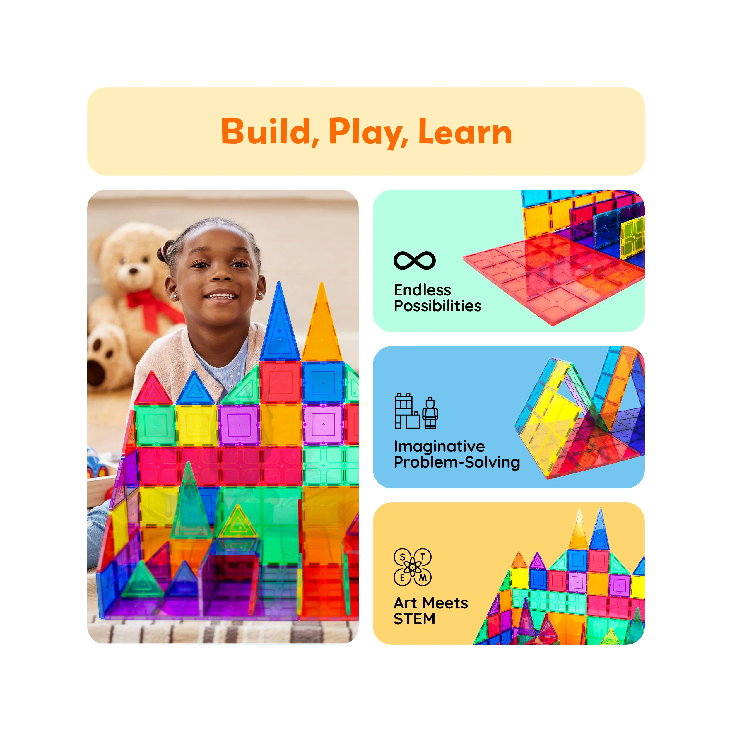 PicassoTiles Magnetic Building Tiles XL Foundation Set (12 Pieces) - Image 4