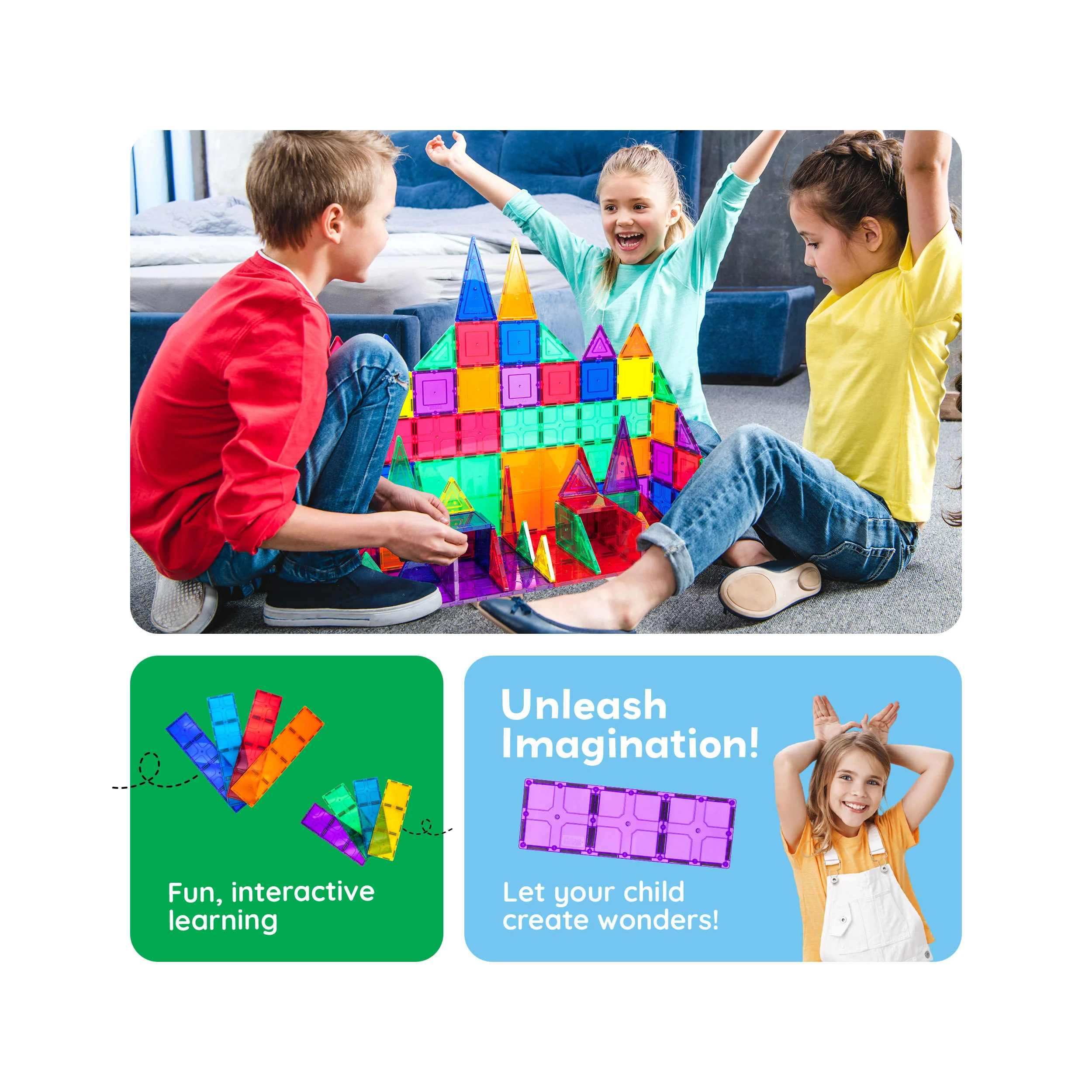 PicassoTiles Magnetic Building Tiles XL Foundation Set (12 Pieces) - Image 5