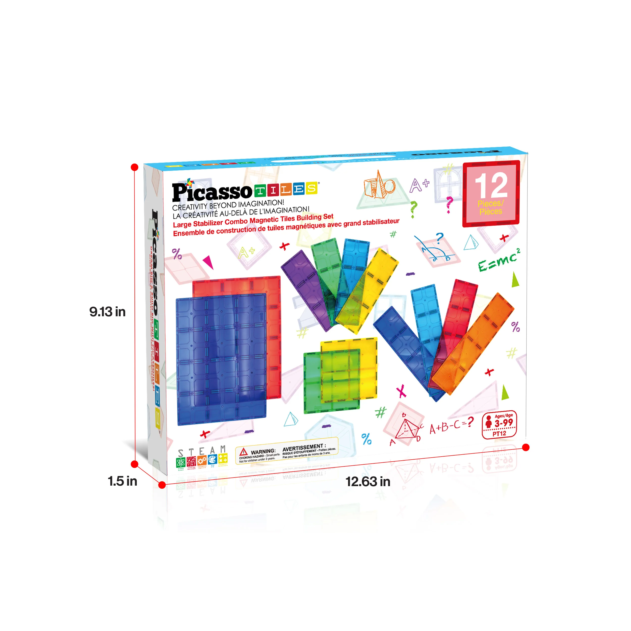 PicassoTiles Magnetic Building Tiles XL Foundation Set (12 Pieces) - Image 8