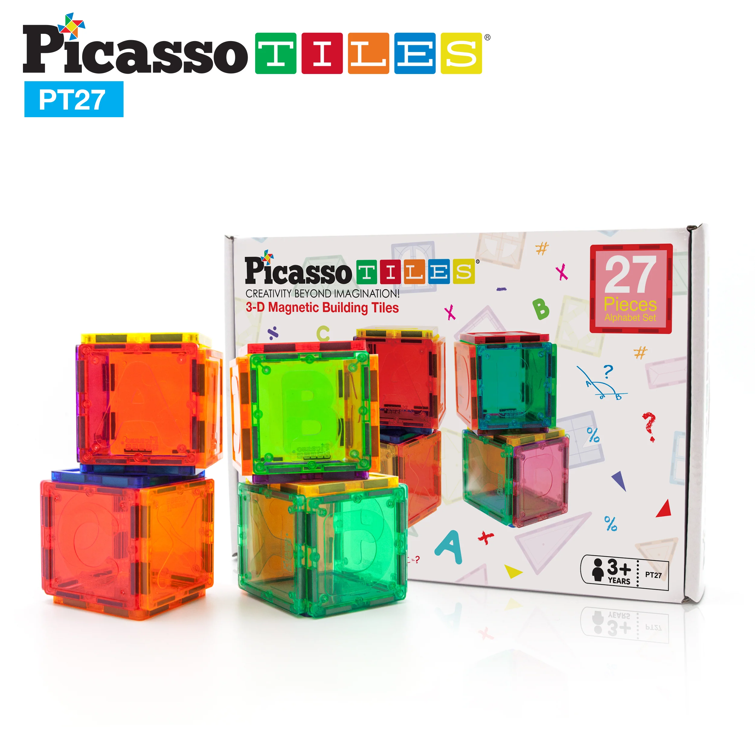PicassoTiles Alphabet Magnetic Tile Letter Set (27 Pieces) - Image 3