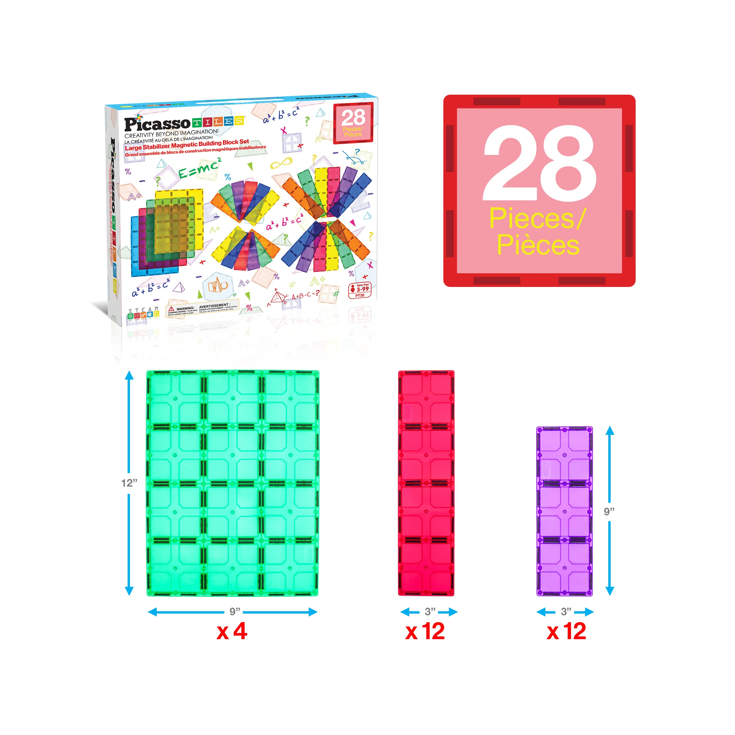PicassoTiles 28pc XL Magnetic Tile Foundation Base Set - Image 3